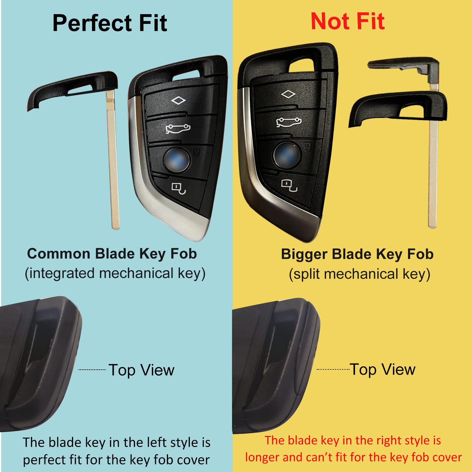 Ollen Heavy Zinc Alloy Key Fob Cover, Fit For Bmw 2 5 6 7 Series X1 X2 X3 X5 X6 Gt Series, Full Protection Remote Fob Cover With Carbon Fiber Pattern, Blade Shape, Silver(1 Pcs)