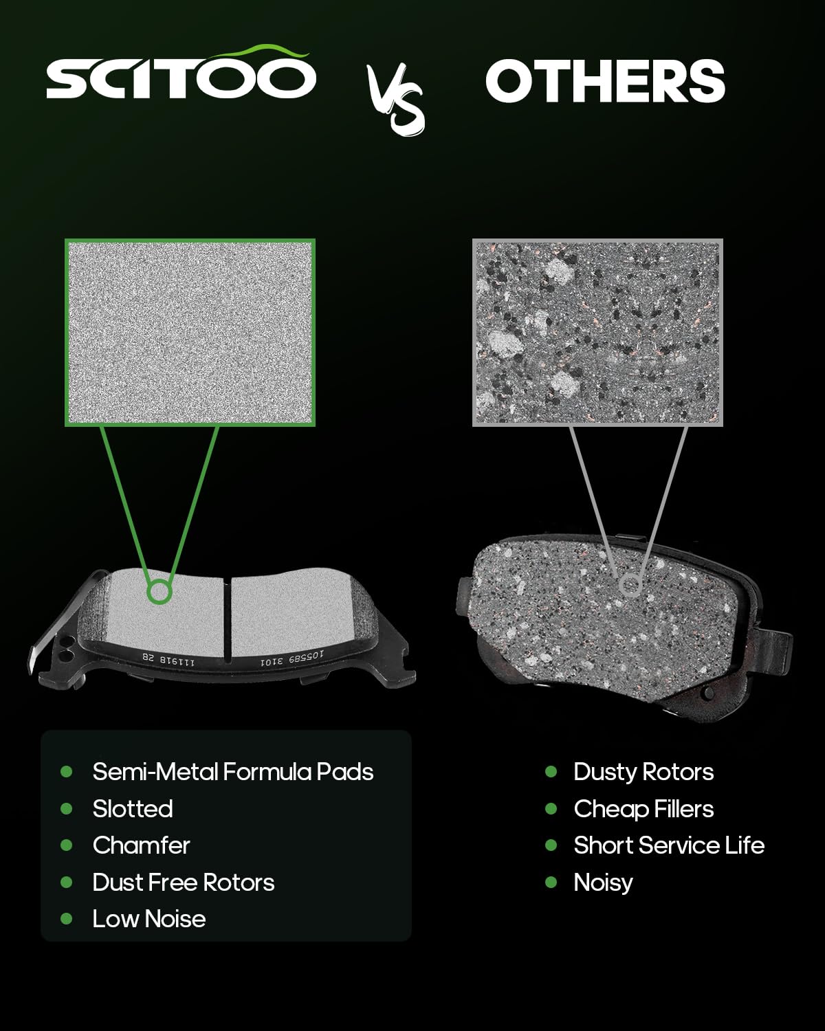 Scitoo D1158 D1109 Front Rear Brake Pads Sets Fit For Ford For Explorer 2006-2010,For Ford For Explorer Sport Trac 2007-2010,For