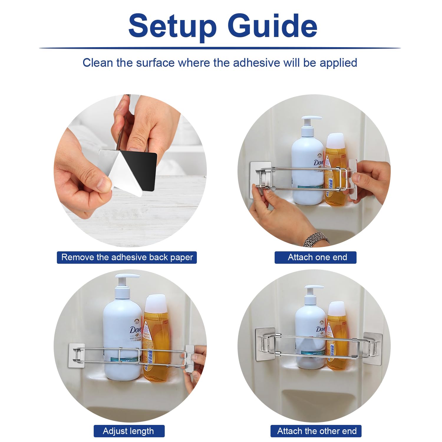 Safoner Rv Shower Corner Storage Bar- Adjustable Stainless Steel Rod For Corner Shelves In Camper, Length 7.9-13.7 Inches- Rv Ba