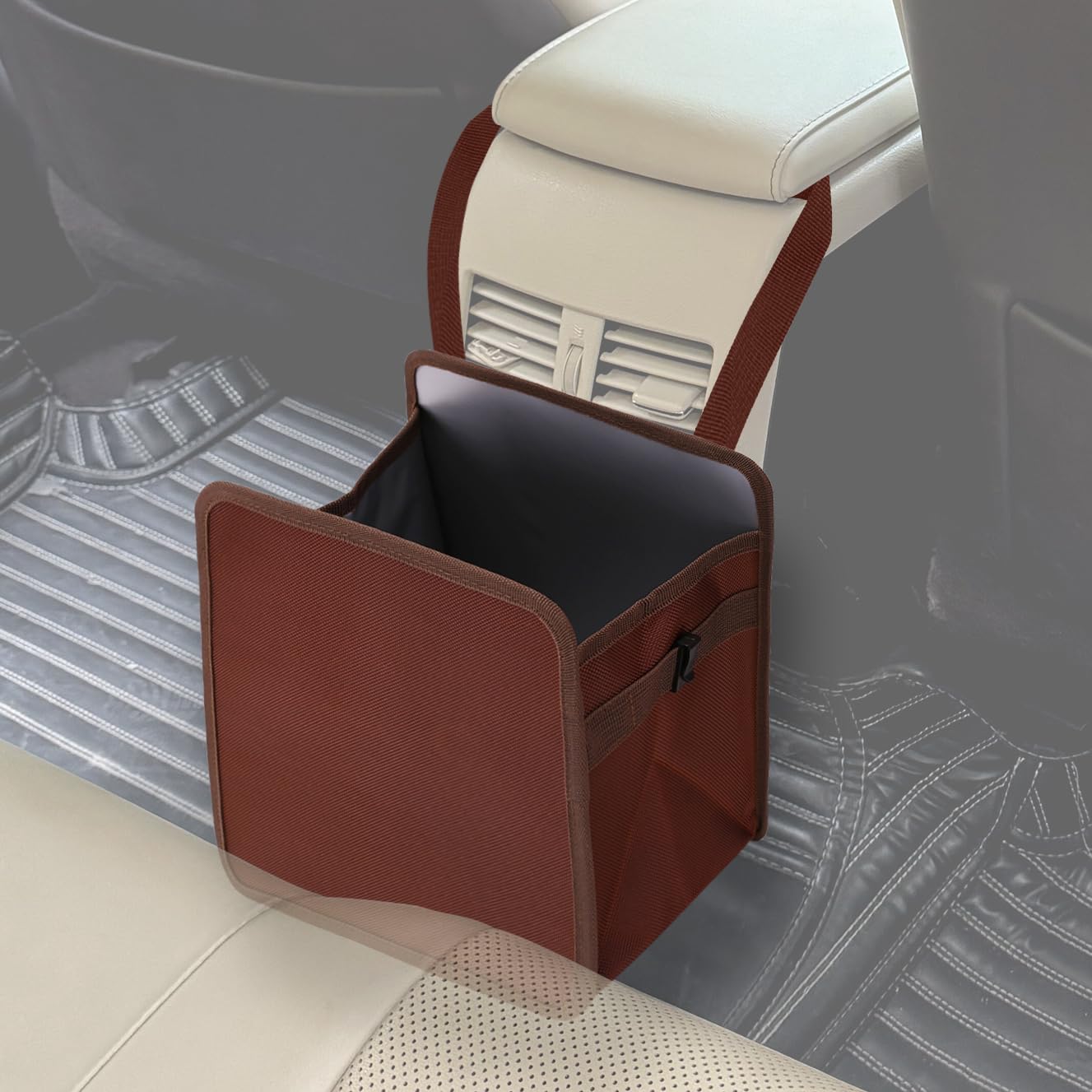 Ginsco Foldable Car Trash Can 2 Gallons, Hanging Car Trash Bag, Large Capacity Car Garbage Can, Water-Resistant Leakproof Car Ca