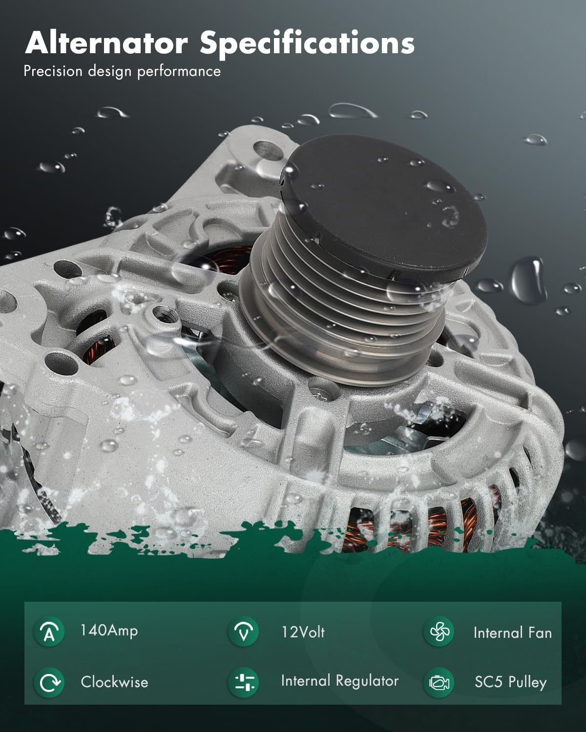 SCITOO Alternator Compatible with 2004 2005 for Volkswagen for Passat 2.0L Diesel 04 05-12V 140Amp CW SC5 Pulley Class, Replace