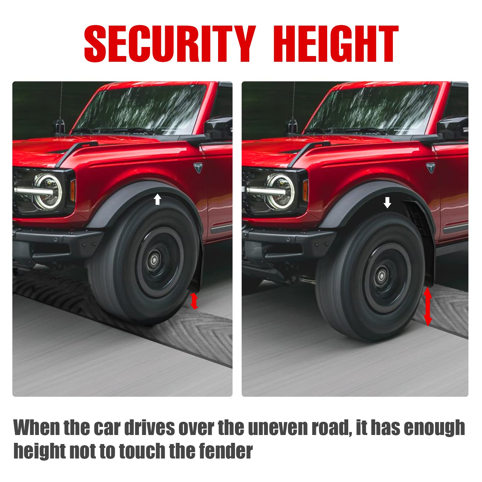 Mabett Mud Flaps For Ford Bronco Accessories 2021 2022 2023 2024 2/4-Door No Punching Required Front And Rear 4Pcs