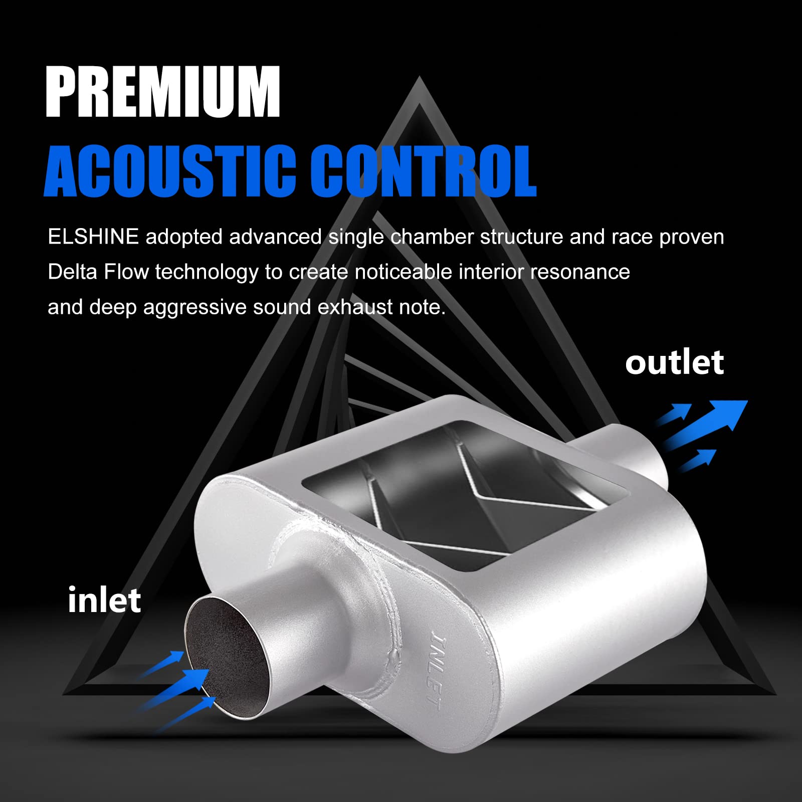 Universal Exhaust Muffler With Aggressive Sound, Anti-Corrosive Muffler, Chamber Performance Mufflers For Cars, Trucks(2.25'' Ce