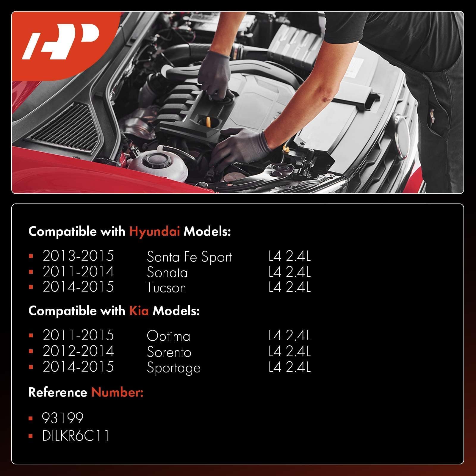 A-Premium Double Iridium Spark Plugs Compatible with Hyundai Sonata 2011-2014, Santa Fe Sport 2013-2015, Tucson 2014-2015 & Kia