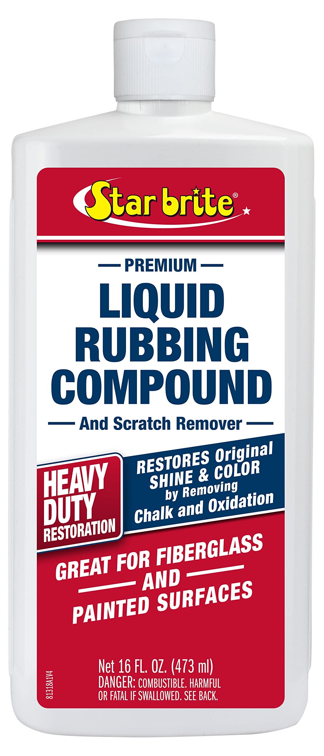 STAR BRITE Liquid Rubbing Compound for Heavy Oxidation - Ideal for Fiberglass, Metal & Painted Surfaces - 16 OZ (081318)