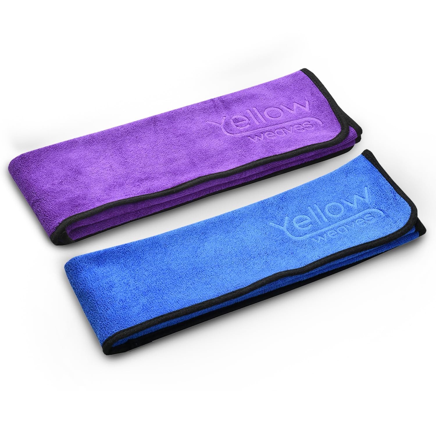 Yellow Weaves Microfiber Car Cleaning Cloth Extra Large (35X75 Cms) Pack Of 2,Purple & Blue Towel For Car/Bike Cleaning Polishin