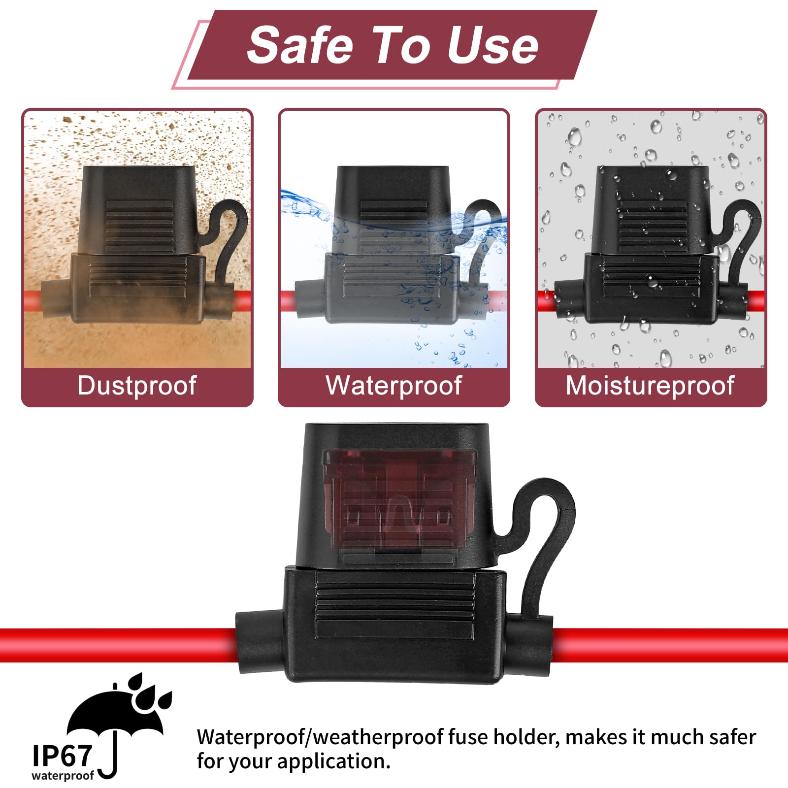 10 Pack Inline Fuse Holder 12V, Professional 12 Awg Waterproof Fuse Holder With 35 Pcs (5A/7.5A/10A/15A/20A/30A/40A) Standard Ca