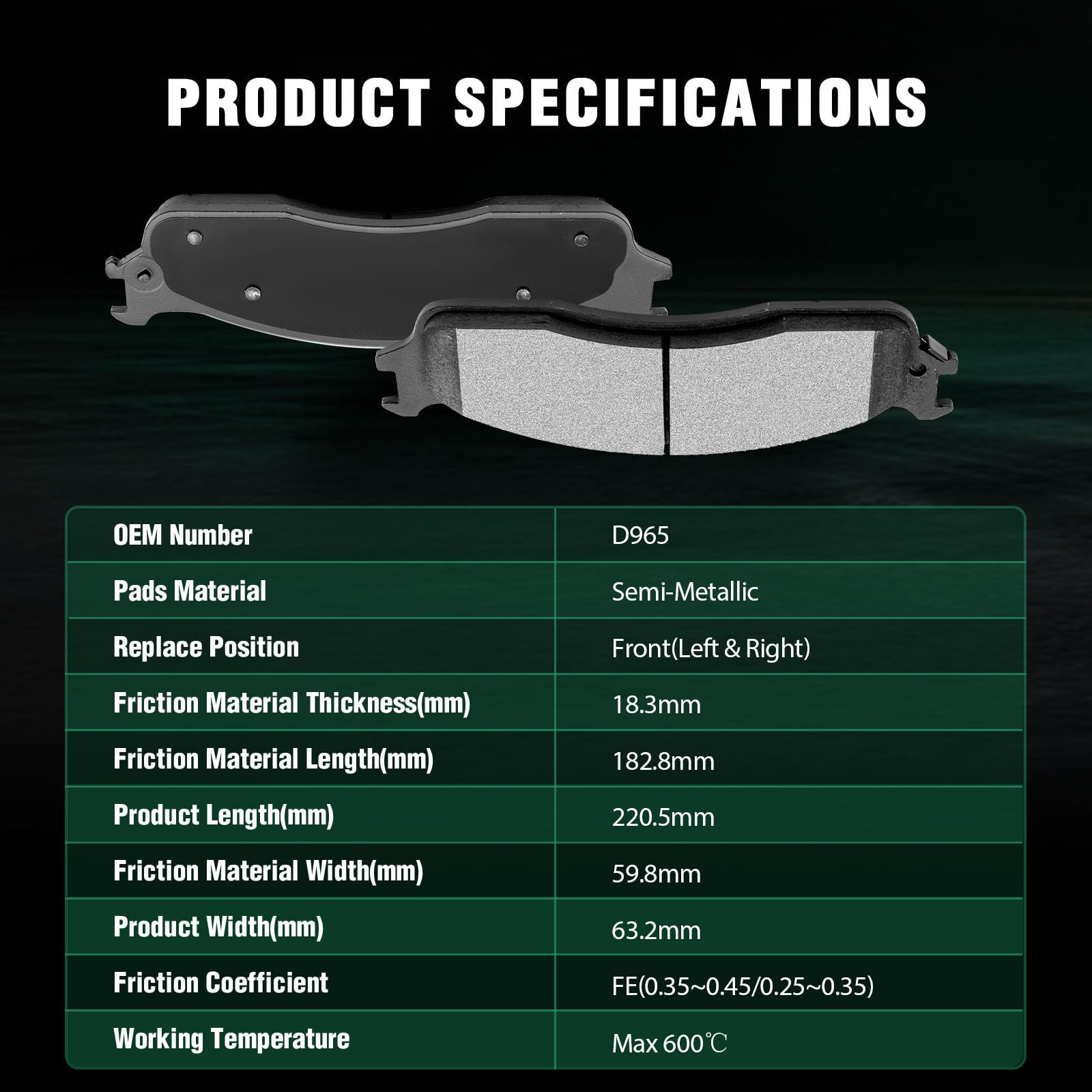 Automuto 8Pc Front & Rear Semi-Metallic Disc Brake Pads Set D702 D965 For Dodge Ram 1500 2006-2008,For Dodge Ram 2500 2003-2008,