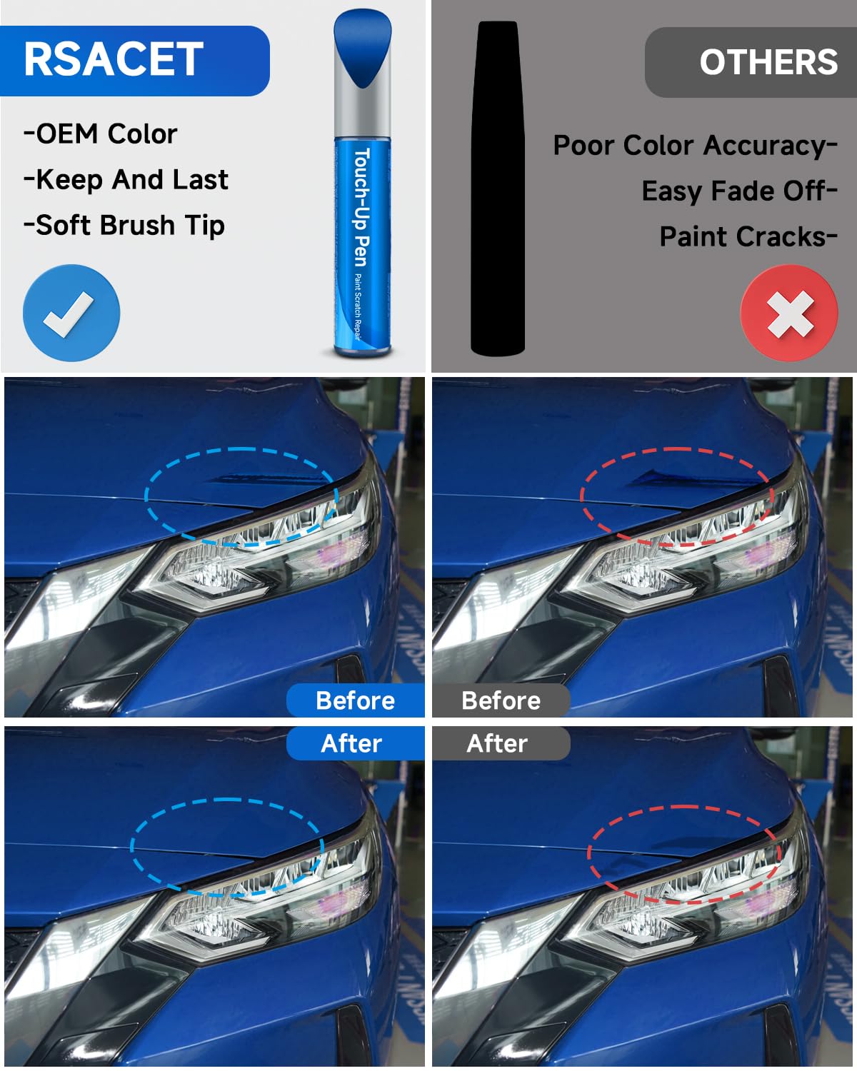 Touch Up Paint Compatible with Nissan Exact Match Touch Up Paint Car Scratch Repair (Daytona/Metallic Blue Pearl(B17))
