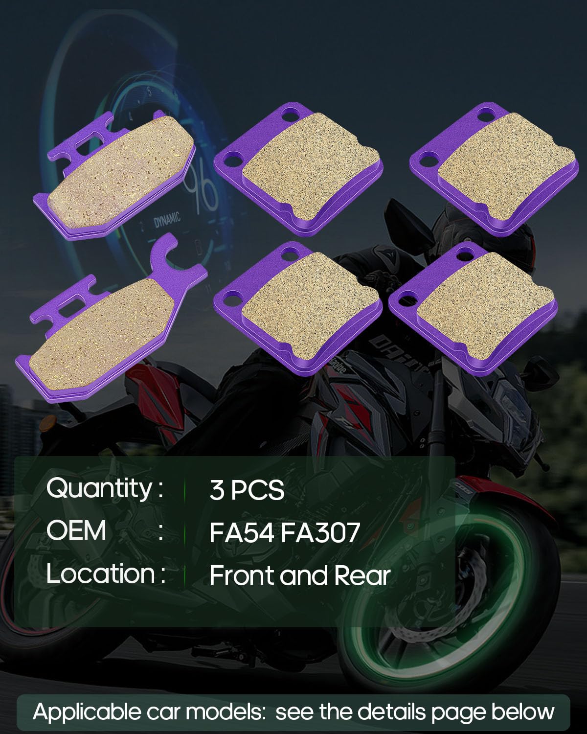 Scitoo Carbon Fiber Brake Pads Fit For Yamaha Grizzly 400, 450, Kodiak 400, 450, Wolverine 450