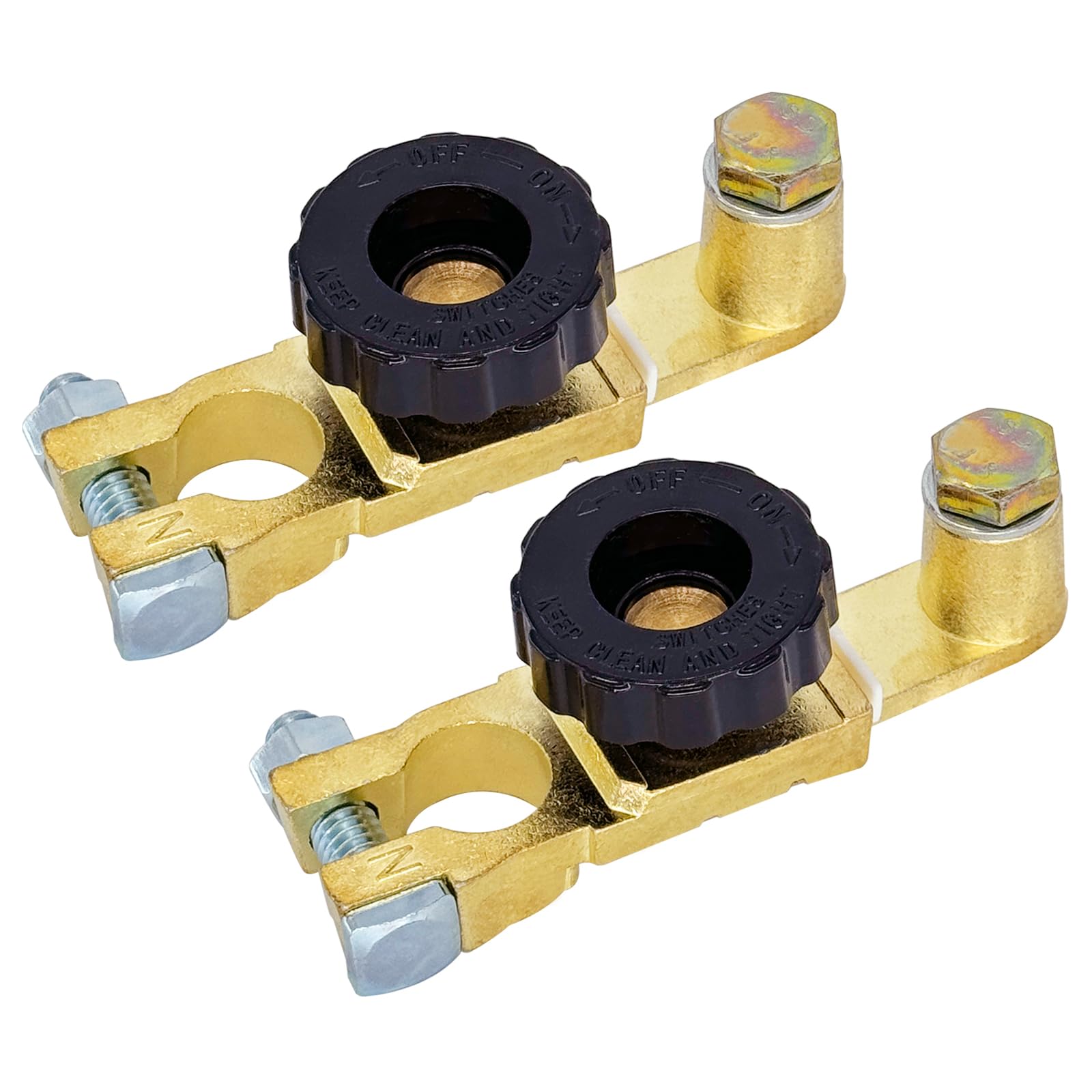 Ampper Top Post Battery Disconnect Switch, Battery Master Switch Isolator W/ M8 Top Bolt For Power Disconnect Cut Off (2 Pack)
