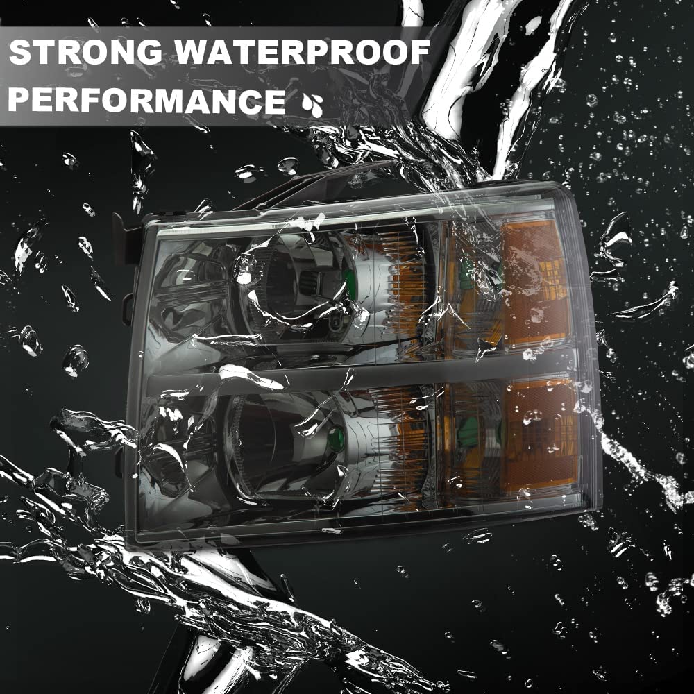 Pit66 Led Bar Headlights, Compatible With 2007-2013 Chevy Silverado 1500/2007-2014 Silverado 2500 3500 & Hd Smoky Lens Chrome Ho