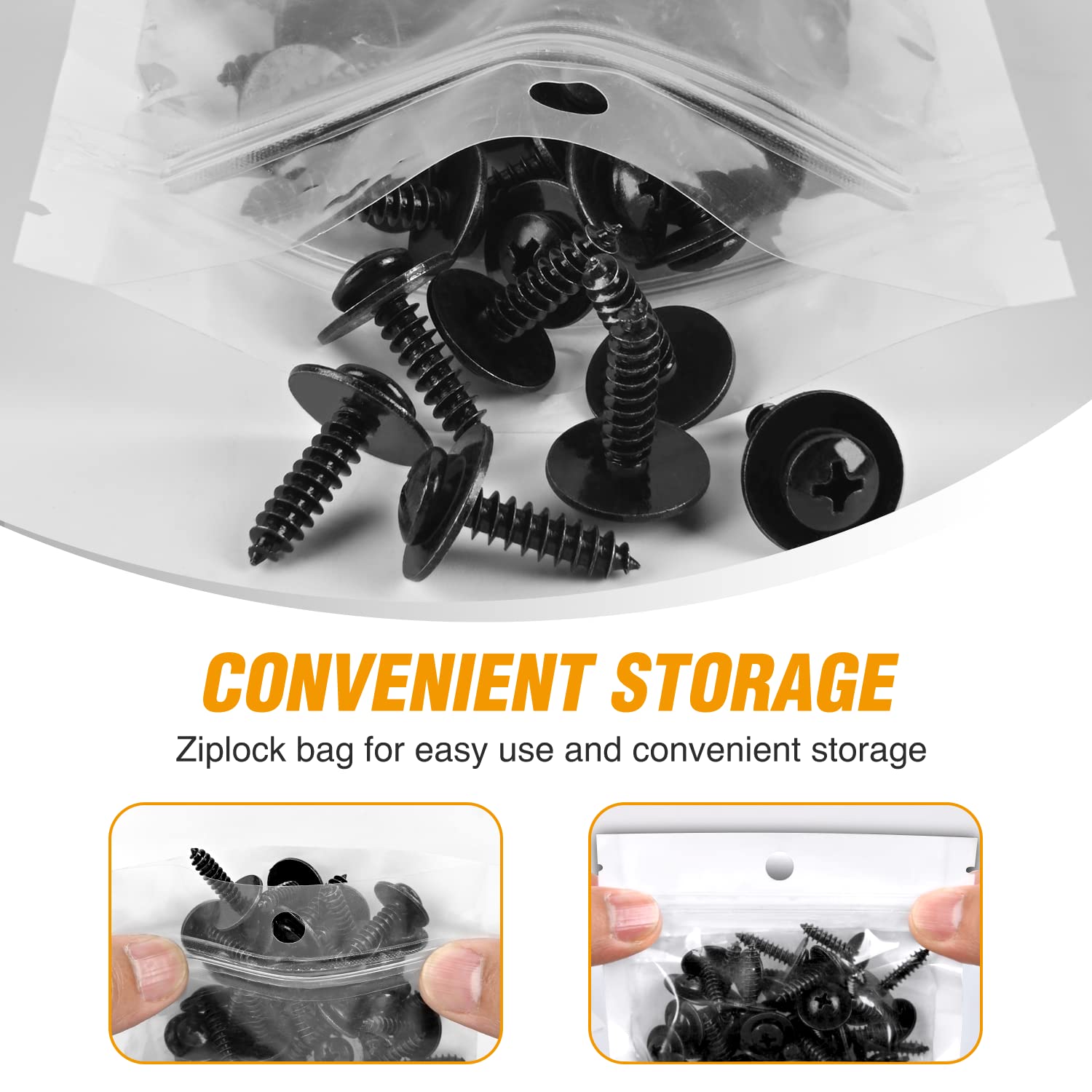 Gooacc 50Pcs Splash Shield General Purpose Phillips Truss Head Sems Screw For Honda Acura Bmw Fender Liner Bumper Cover Screws 9