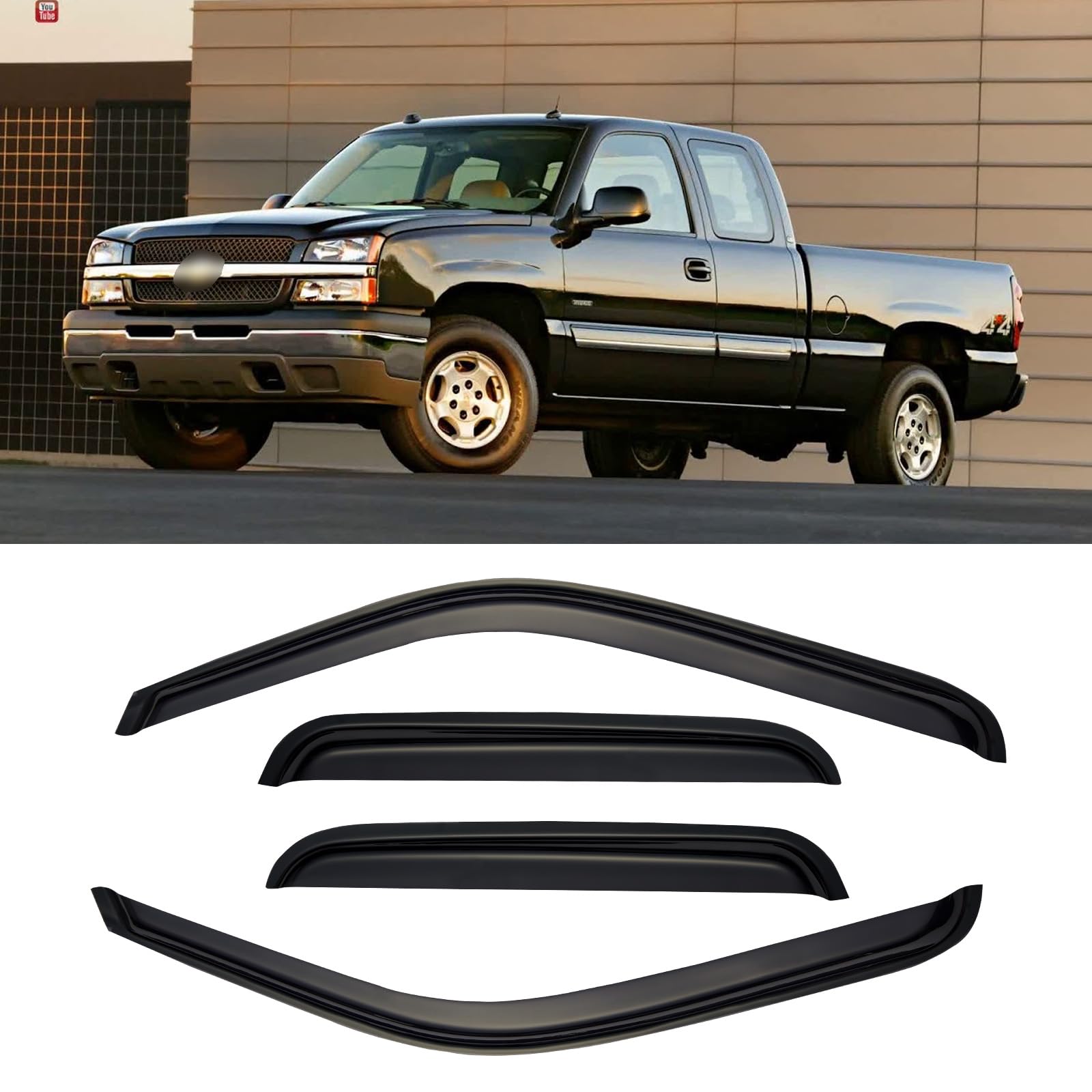 Cmvt Auto Window Visors For 1999-2006 Chevy Silverado & Gmc Sierra 1500/2500 / 3500 Hd, Rain Guards Shields Vent Shade Deflector