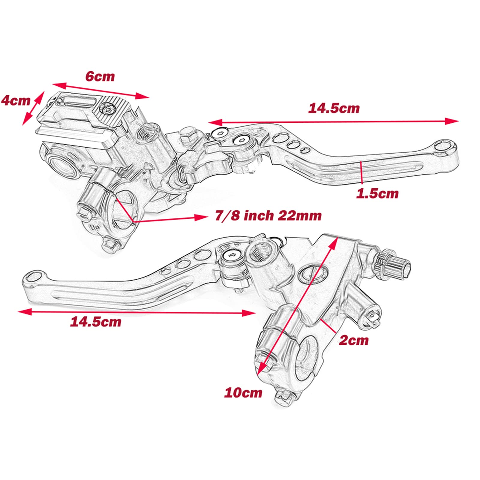 Lisylineauto Motorcycle Brake Lever 7/8" 22Mm Handlebar Brake Master Cylinder Clutch Lever Left & Right Set Compatible With Harley Honda Kawasaki Suzuki Yamaha Black