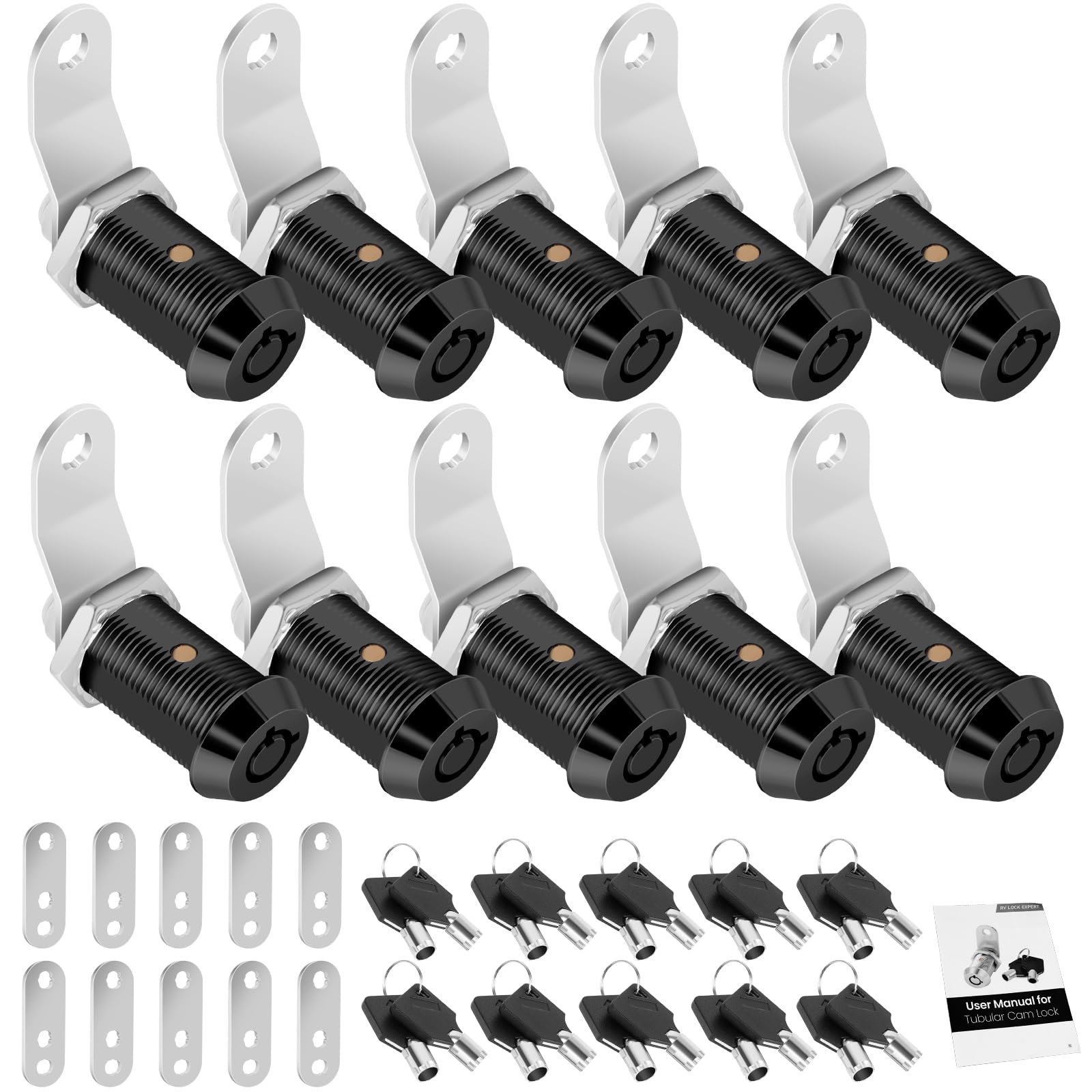 10 Pack Cabinet Lock With Keys, 1-1/8'' Rv Storage Lock Keyed Alike, Rv Locks For Storage Door, Camper Cabinet Door Toolbox Lock