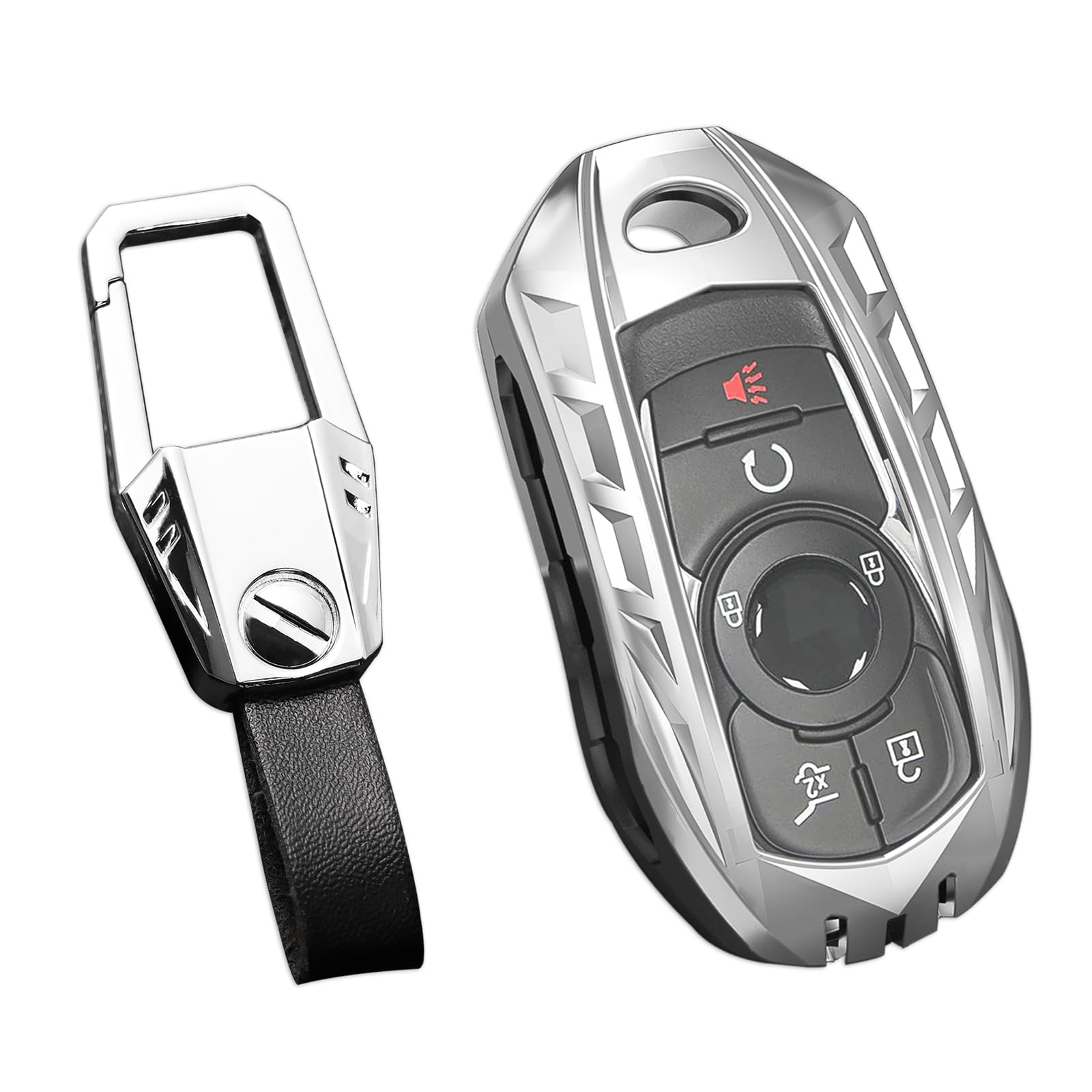 Ocezbiis For Buick Key Fob Cover,Keychain,Zinc Alloy Protection Car Key Shell Case Compatible With Buick Holder Smart Remote Key