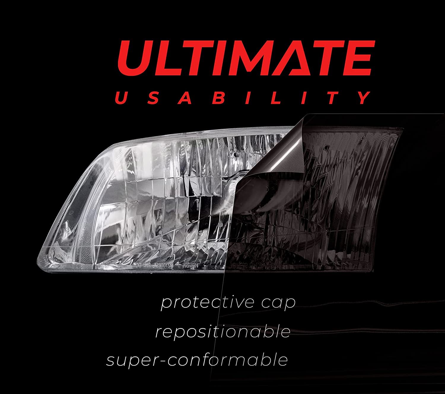 Vvivid+ Ultimate Headlight Taillight Tint Vinyl Wrap (12'' X 7Ft, Dark Smoke)