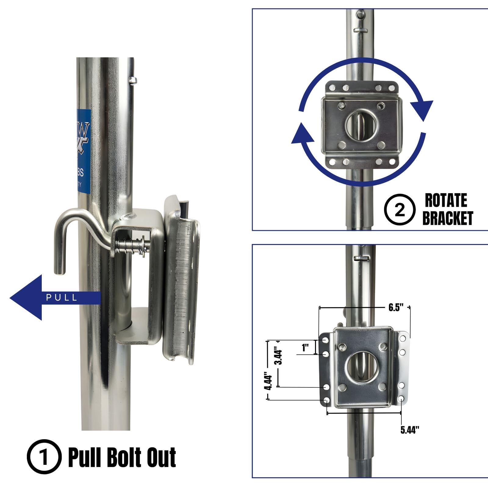 Jeremywell 1500Lbs Trailer Jack With Double Wheel, Adjustable 12'' Lift Travel, Boat On For Boat Rv Utility, Swivel Tongue Towin