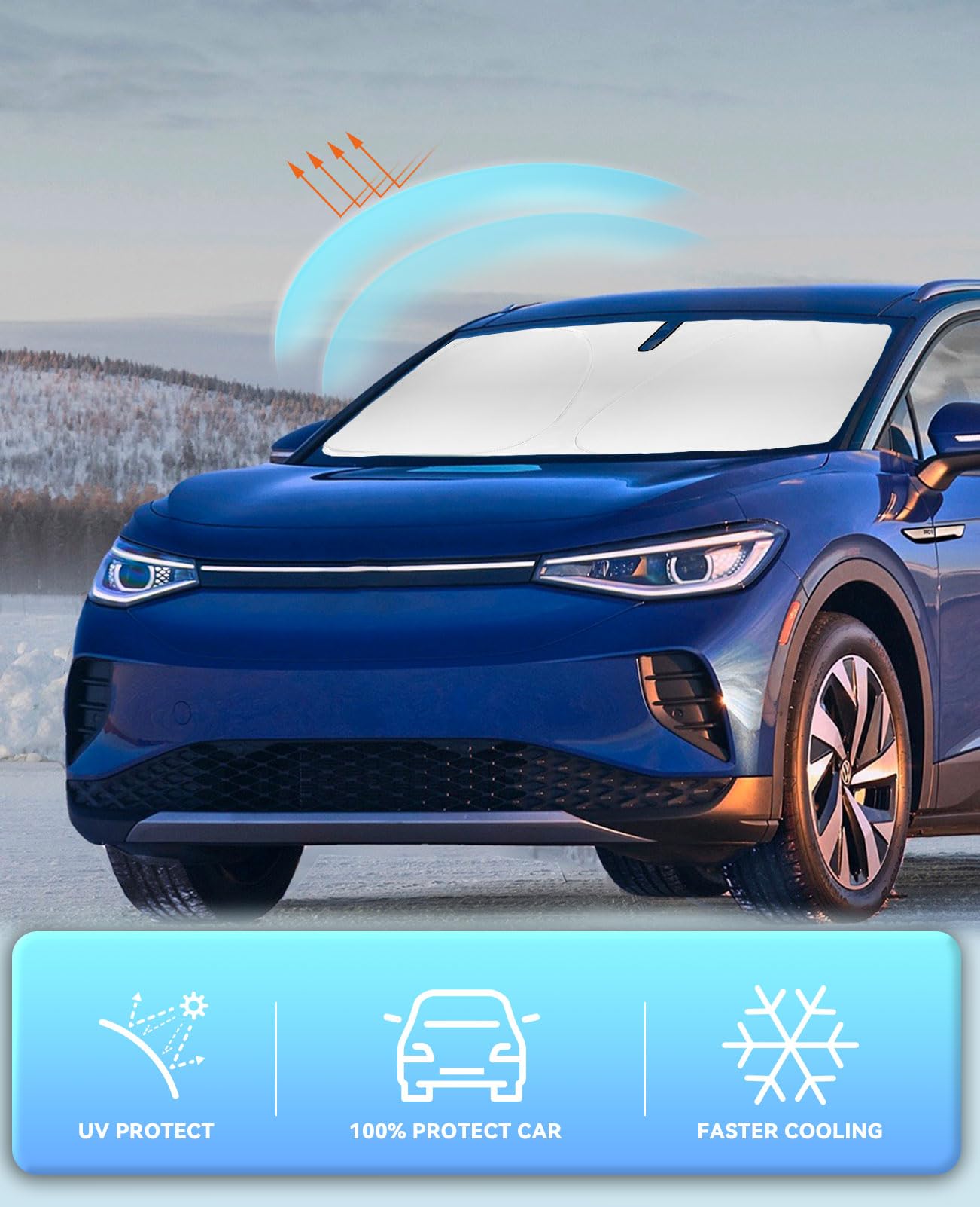 Sun Shade For Vw Id.4 Windshield Sun Shade Custom Fit 2021-2023 2024 2025 Vw Id.4 For Volkswagen Accessories Windshield Cover Fo