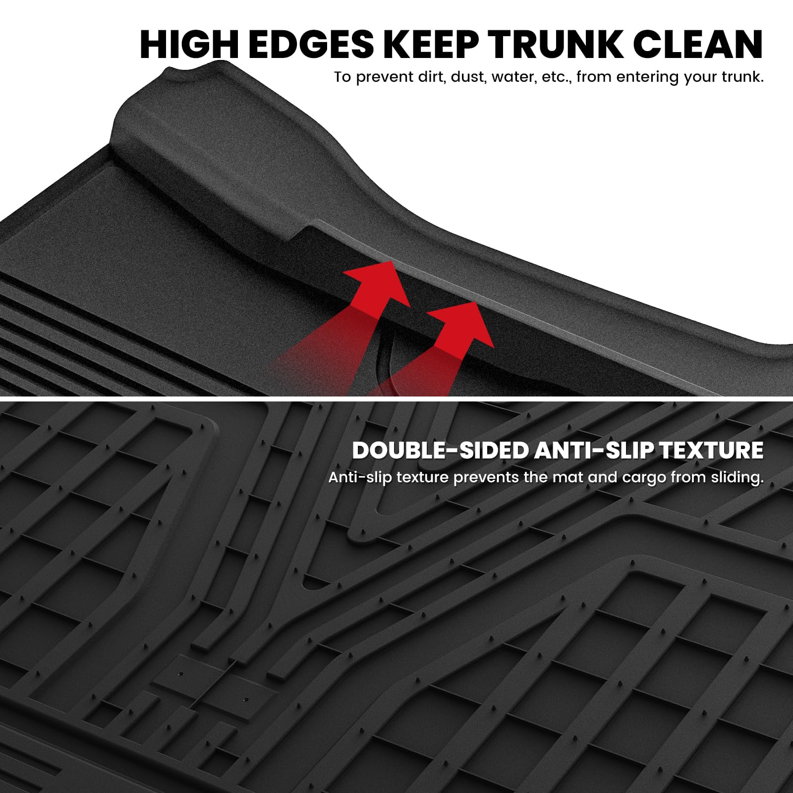 Lasfit Premium Extra Thick Trunk Mats Set For Model Y 2025 2024 2025 2023 2022 2021 2020 5 Seater Tpe All Weather Custom Fit Car