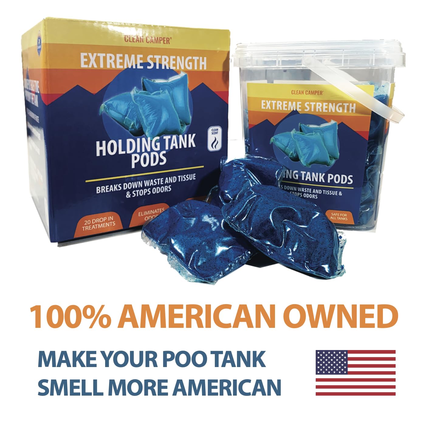 Clean Camper Extreme Strength Rv Holding Tank Pods Maximum Odor Control & Fast Waste Breakdown | Bio-Active Enzyme Formula | Sen