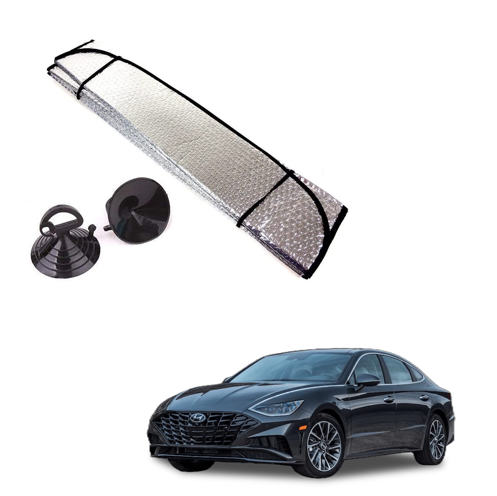Auto Addict Car Sunshades Aluminium Foil Foldable Windshield (Front Window,Rear Window,1 pc) Sunshade for Verna 2023