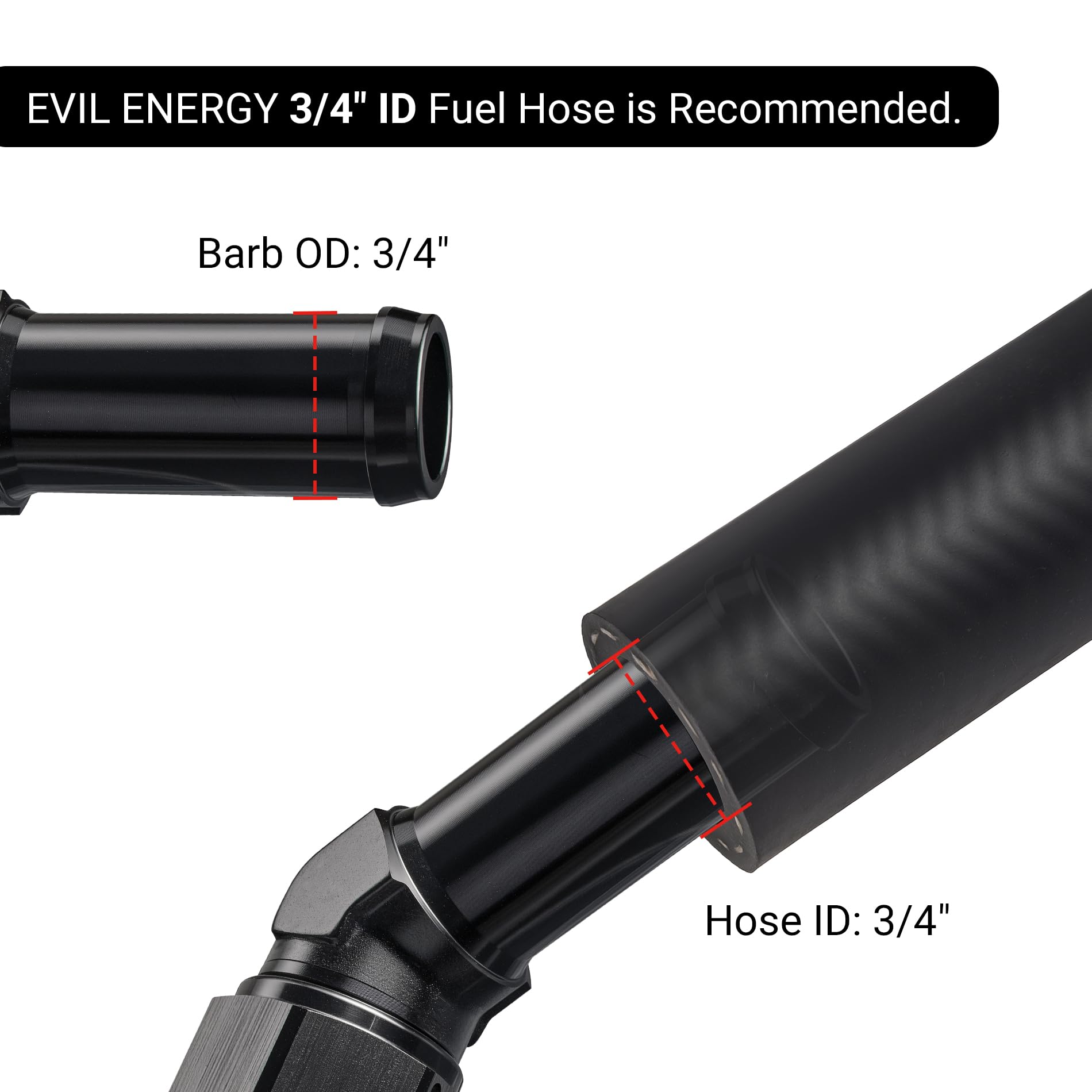 Evil Energy 10An Female To 3/4'' Barb Hose Fitting 45 Degree Swivel