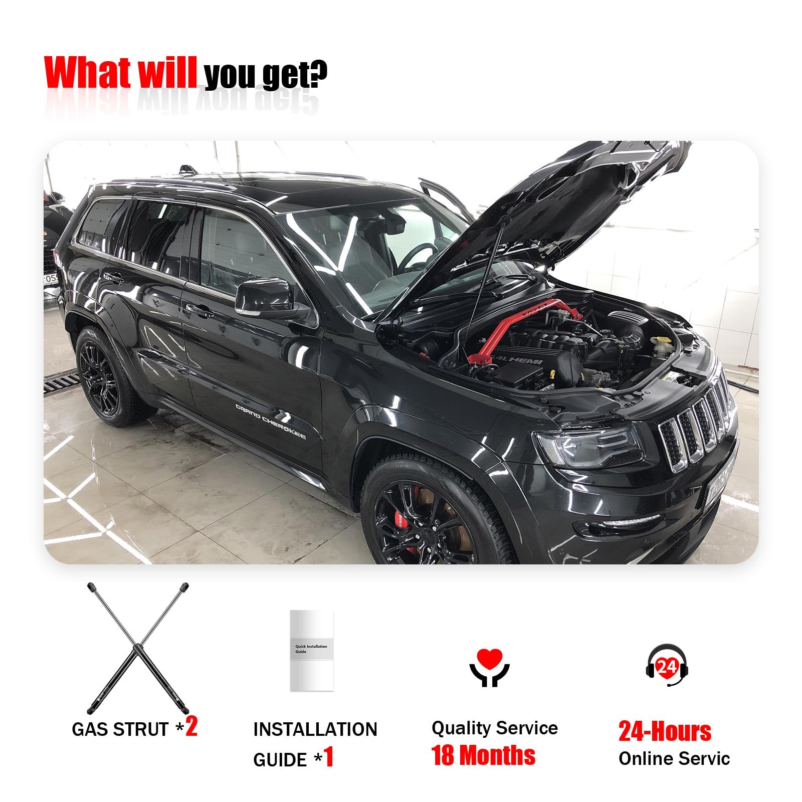 Iaqwe Pm3654-W Grand And Durango Hood Lift Support Compatible With 2004-2022 Dodge Durango, Front Gas Struts Spring Fits For 201