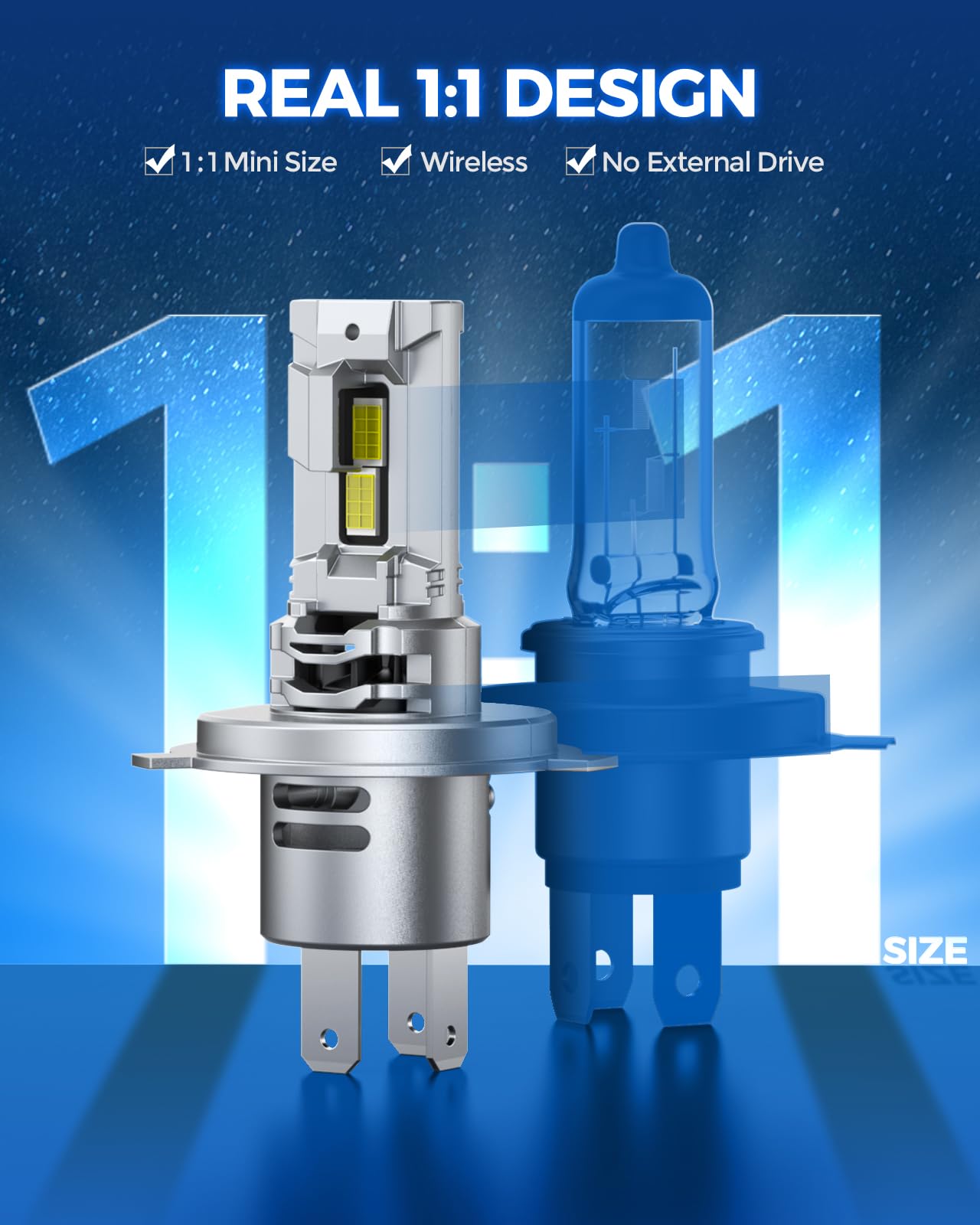 Marsauto H4/9003 Fog Bulbs, 36,000Lm Super Bright Bulbs, 1:1 Small Size, H4 Bulb With Cooling Fan, Long Lifespan Plug And Play, Fog Light, Pack Of 2