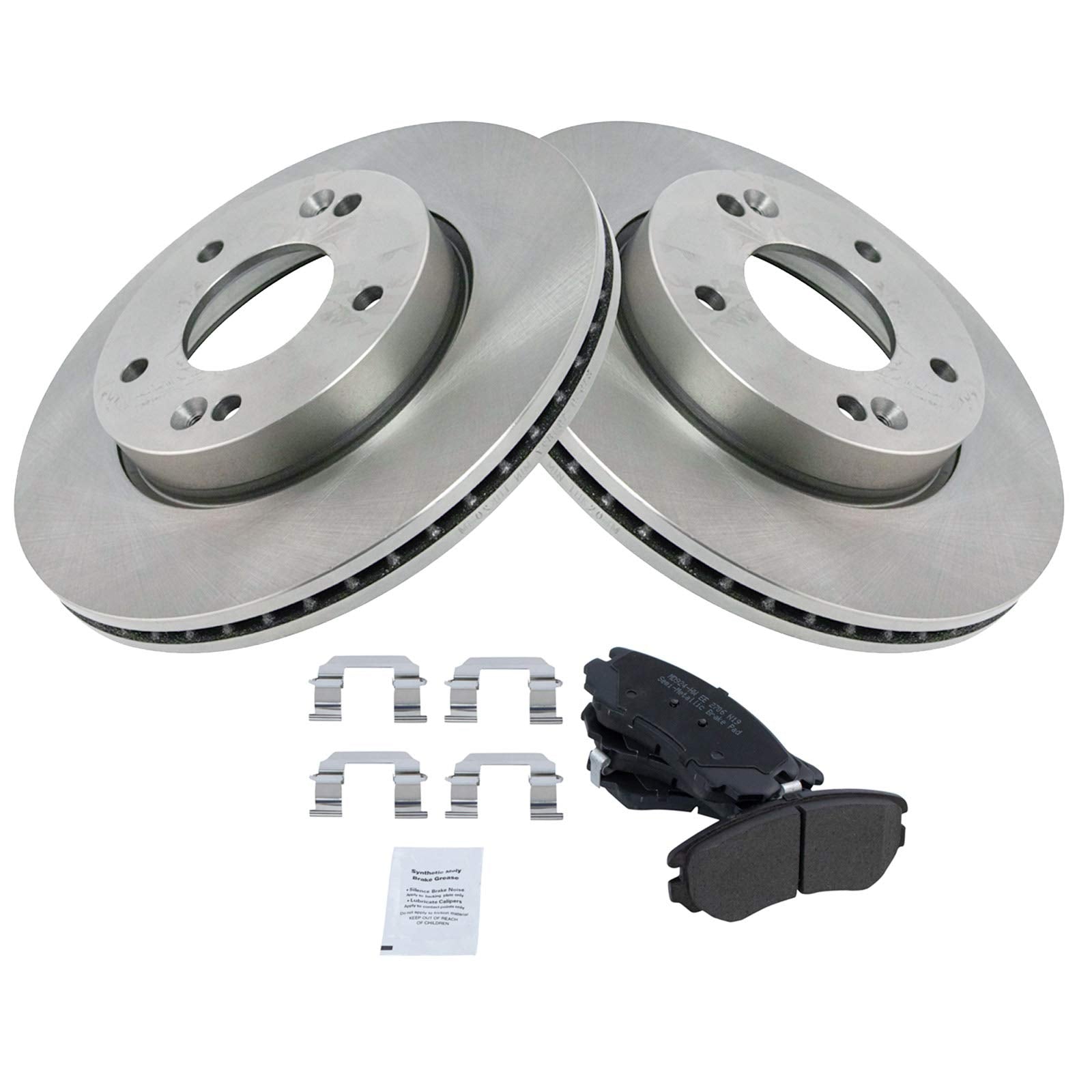 Trq Front Brake Pad & Rotor Kit Brake Pads Brake Rotor Semi-Metallic Compatible With 2010-2011 Kia Soul