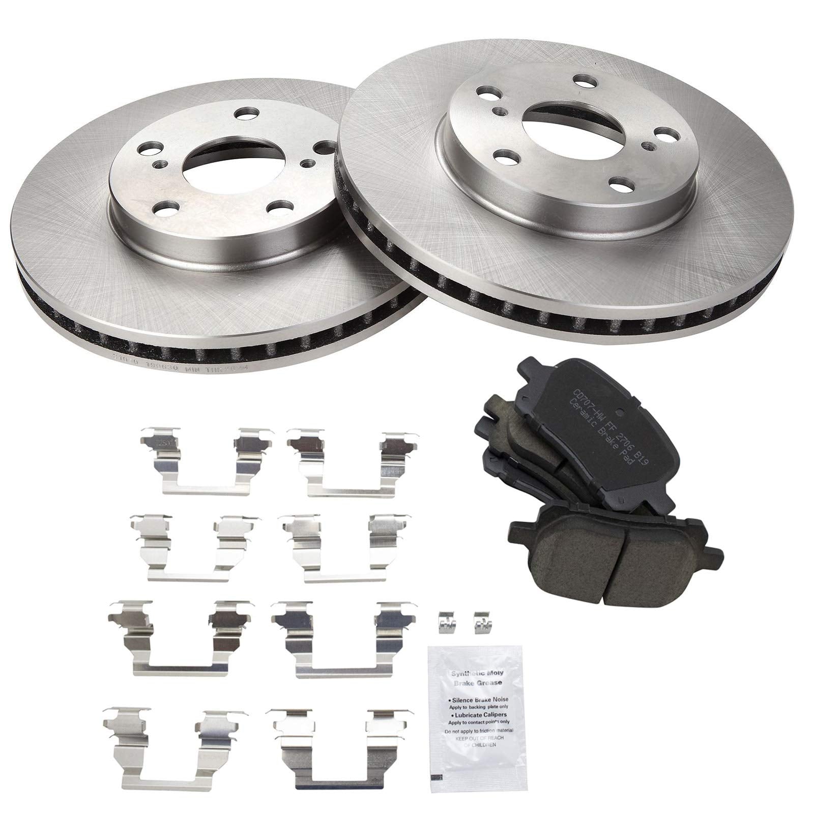 Trq Front Brake Pad & Rotor Kit Brake Pads Brake Rotor Ceramic Compatible With 1997-2001 Lexus Es300 1998-2004 Toyota Avalon Cam