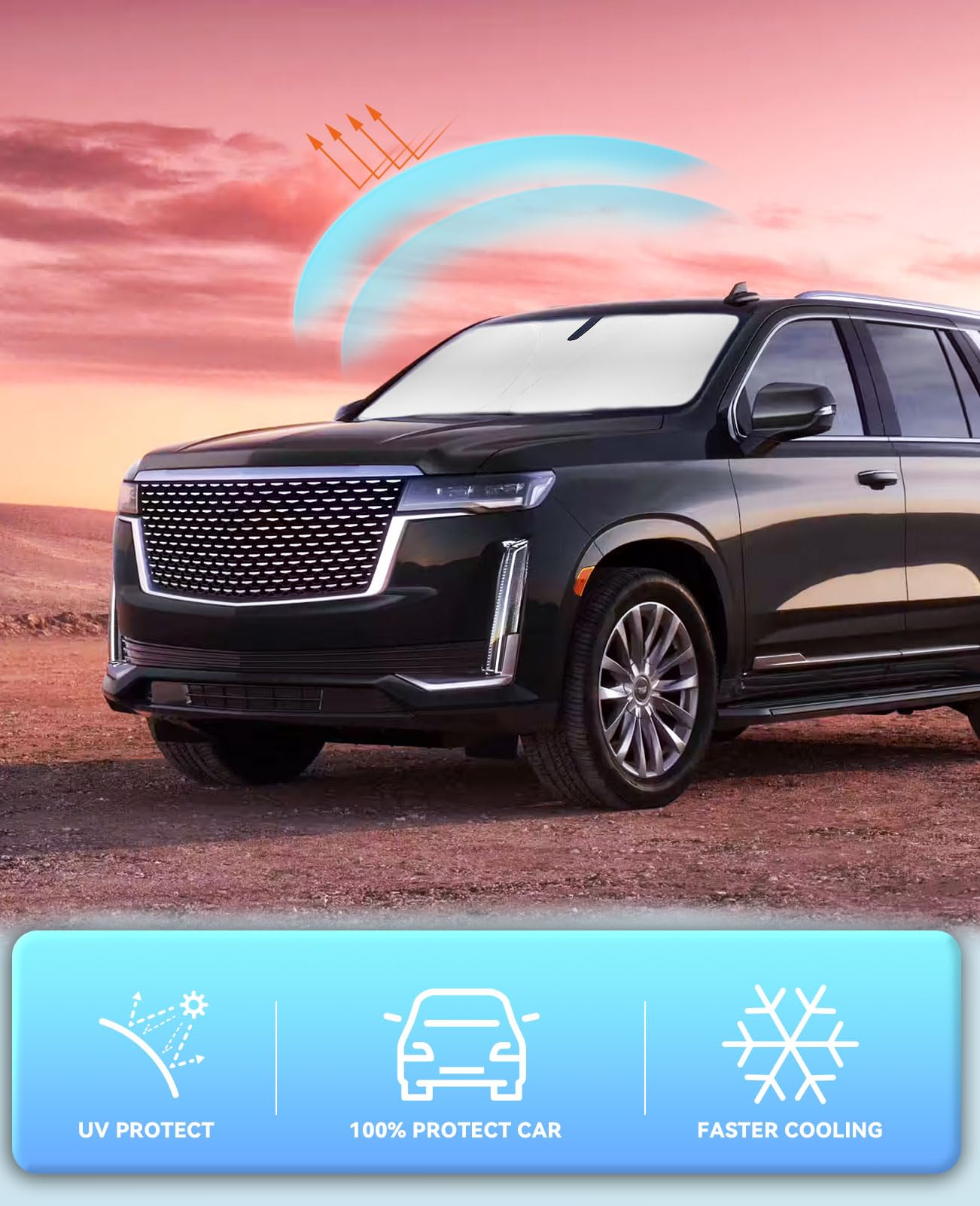 Sun Shade Car Windshield Sunshade For Cadillac Escalade 2021-2024 2025 Windshield Cover For Escalade Sun Visor Foldable Protecto