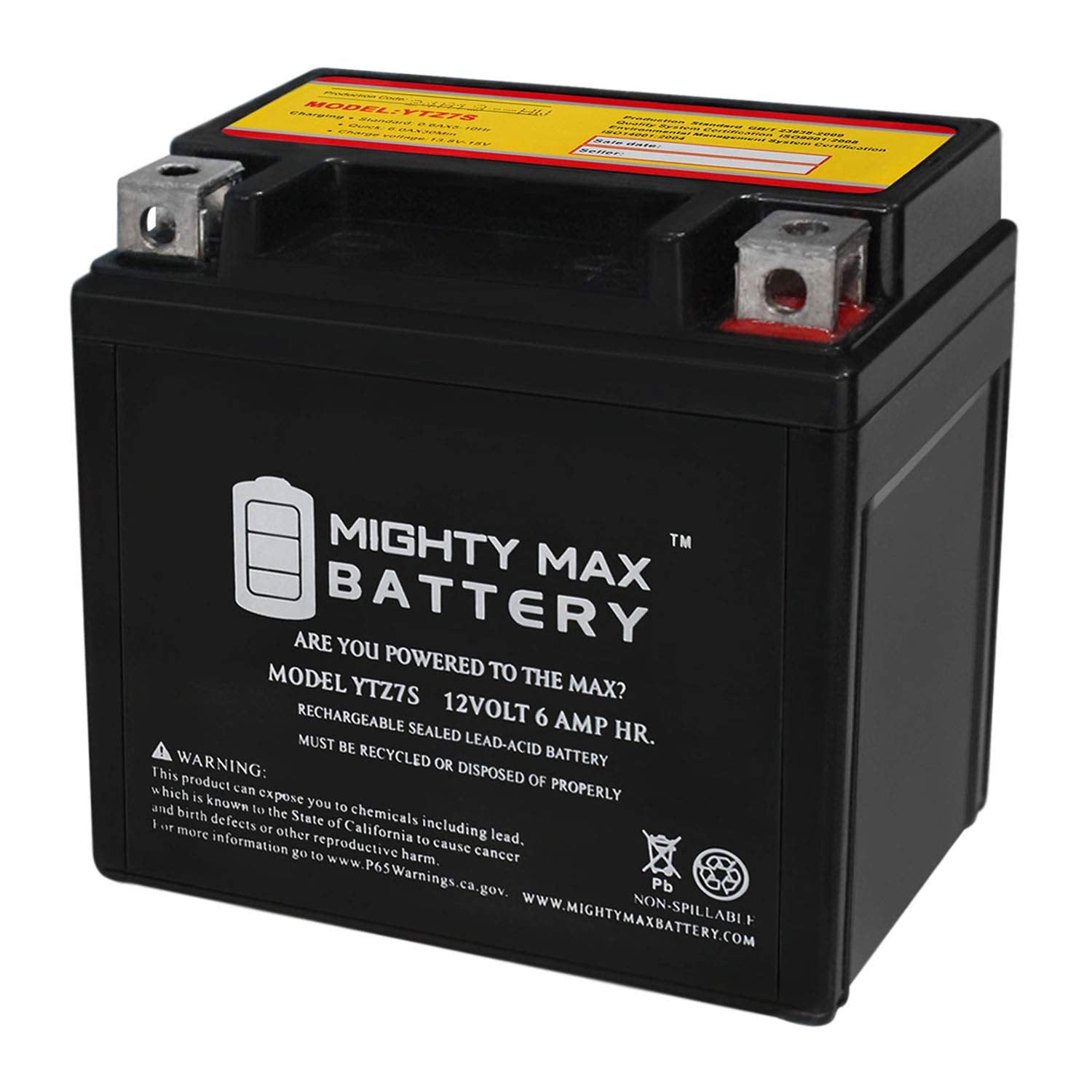 Mighty Max Battery Ytz7S 12V 6Ah Battery For Honda 50 Nps50, S Ruckus 2003-2015