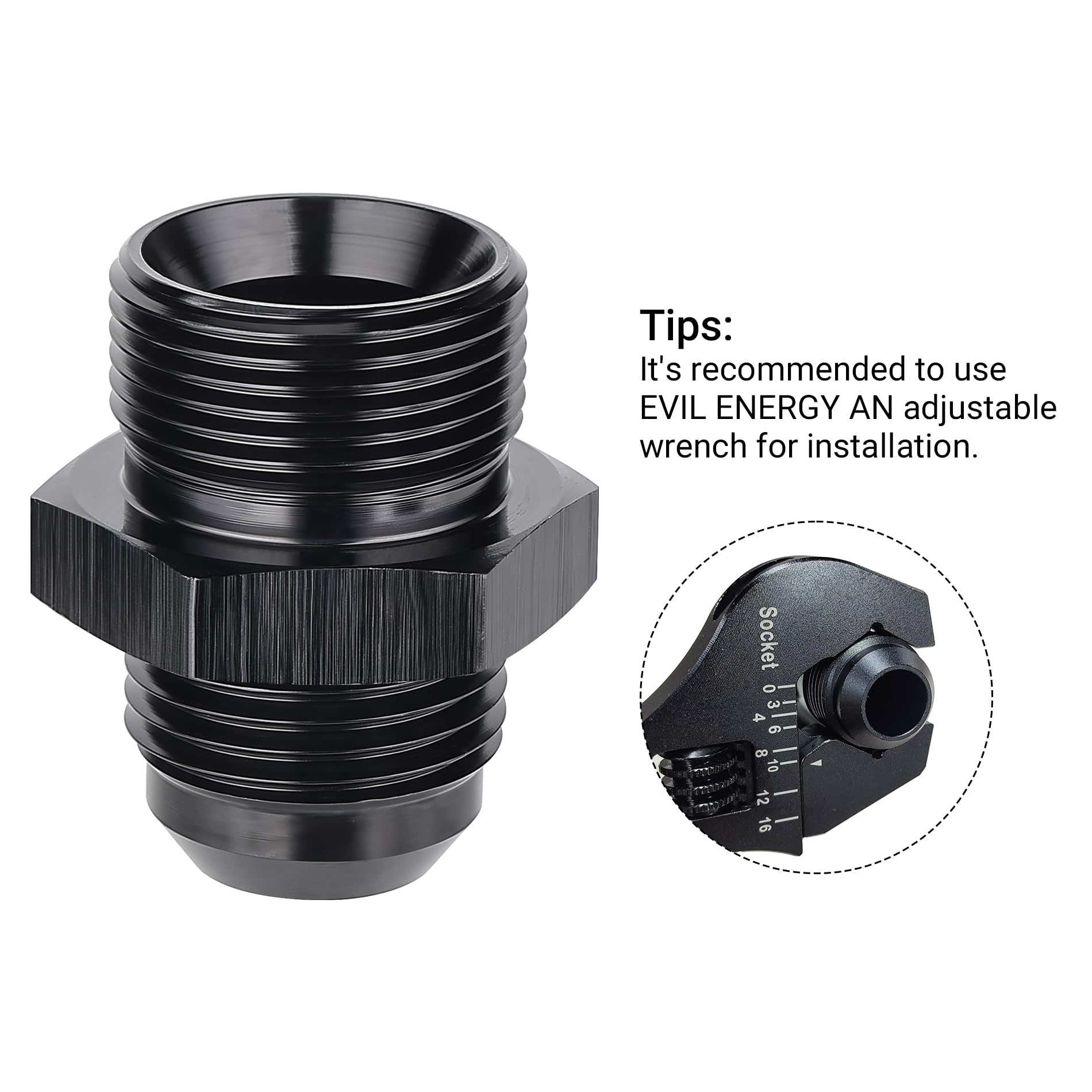 Evil Energy 10An Male Flare To M24 X 1.5Mm Male Metric Fitting Adapter Aluminium Alloy 2Pcs