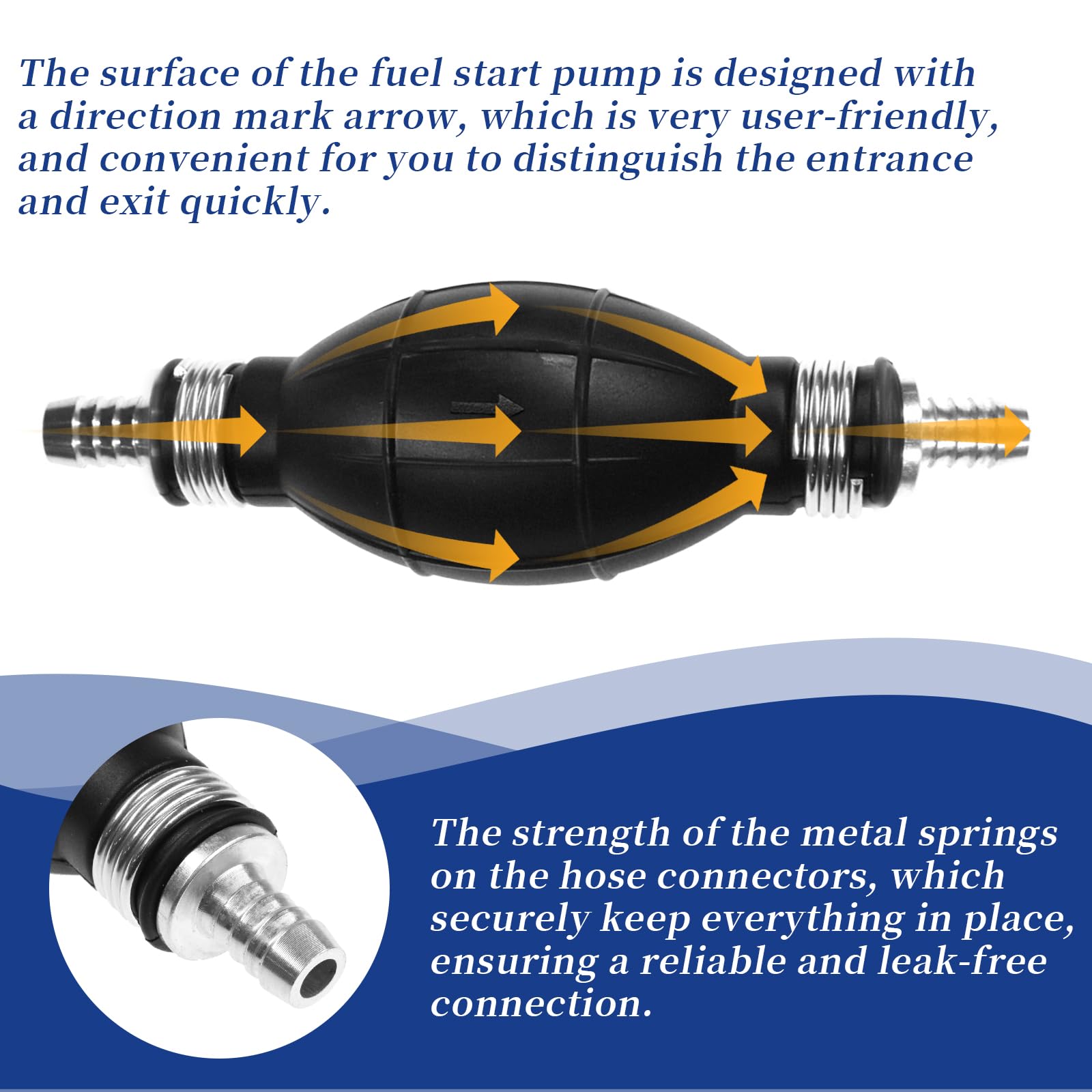 Jrl Fuel Pump Fuel Line Hand Primer Bulb 10Mm 3/8‘’ Inch Rubber Fit For Car/Boat/Marine/Motorcycle 9001080A