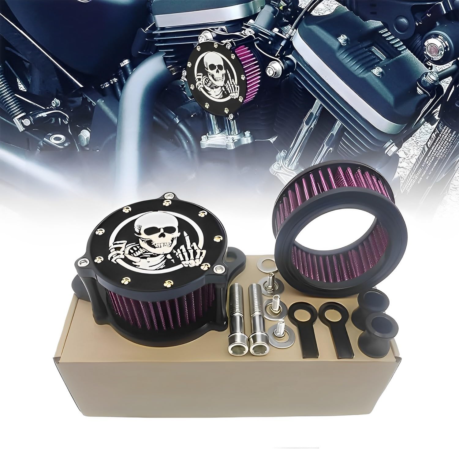 Tdz 2Pc Air Cleaner Intake Filter Kit Fits For 1998-2017 Harley Sportster Iron 883 Dark Custom Xl883, For Xl1200 Xl1200L Xl1200X