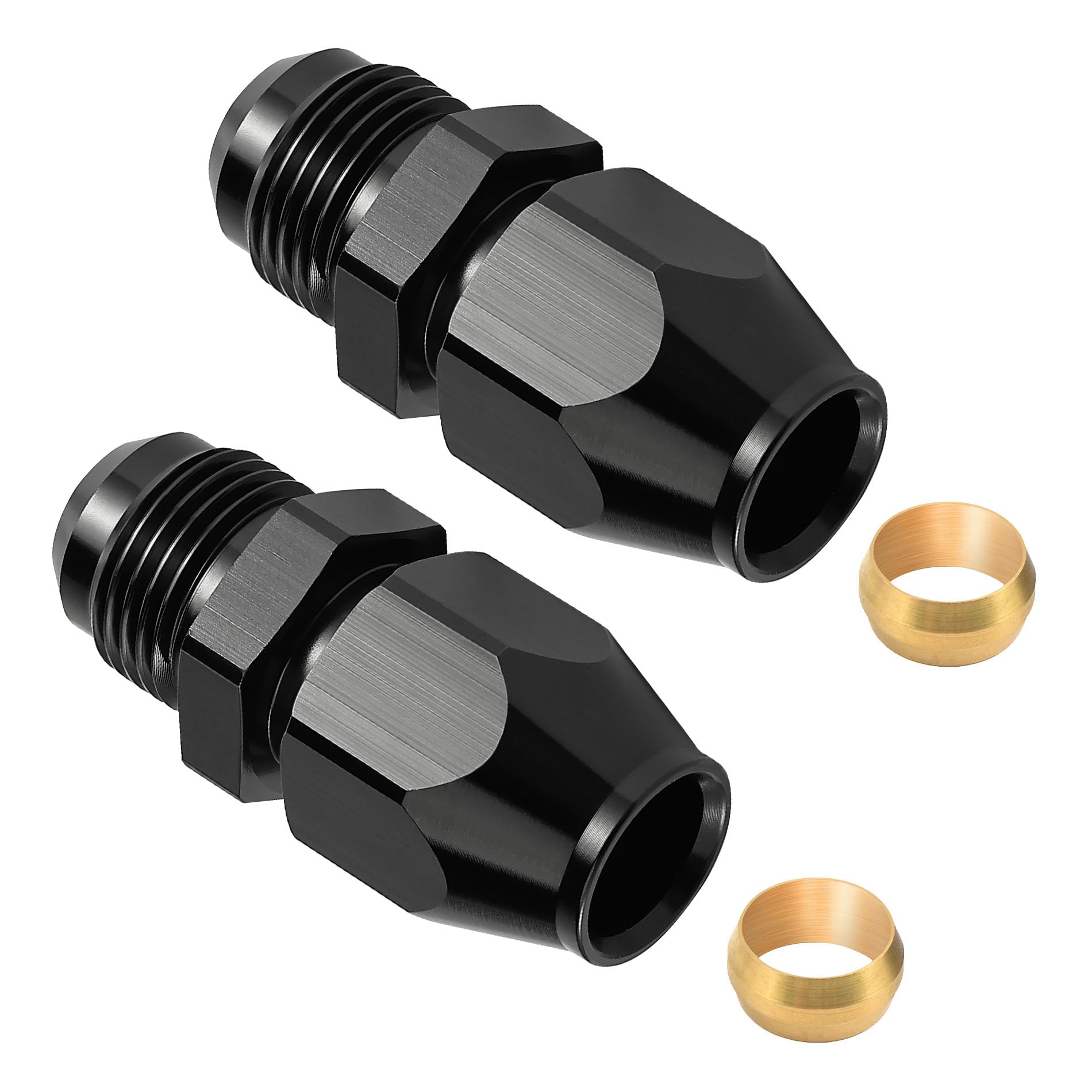 Evil Energy 8An Male To 1/2'' Hardline Compression Fitting Adapter Aluminum Black 2Pcs