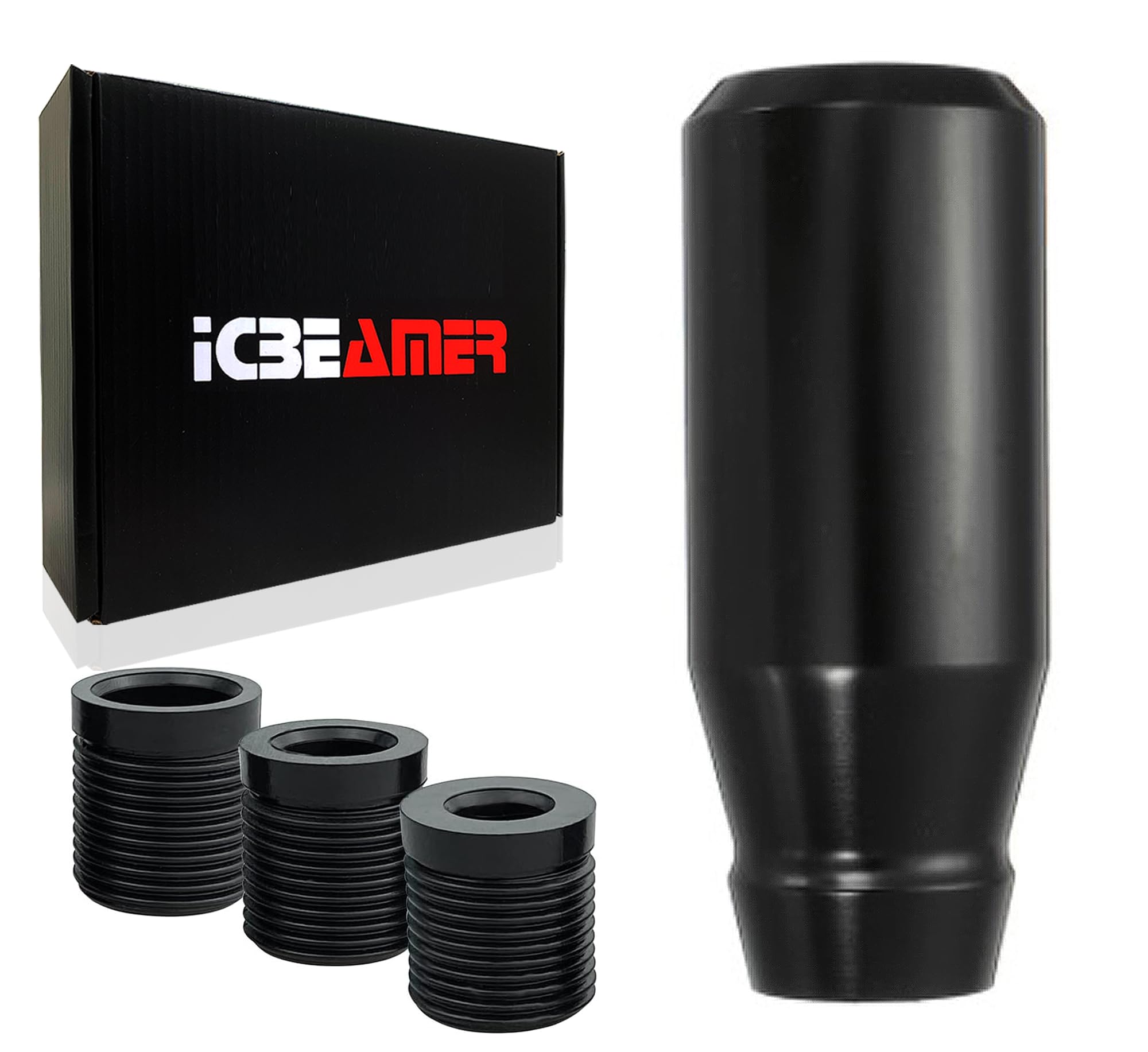 ICBEAMER Black Aluminum Shift Knob | Fits Automatic and 4, 5, 6 Speed Manual Transmission Vehicles | Interior Car Gear Lever Sti