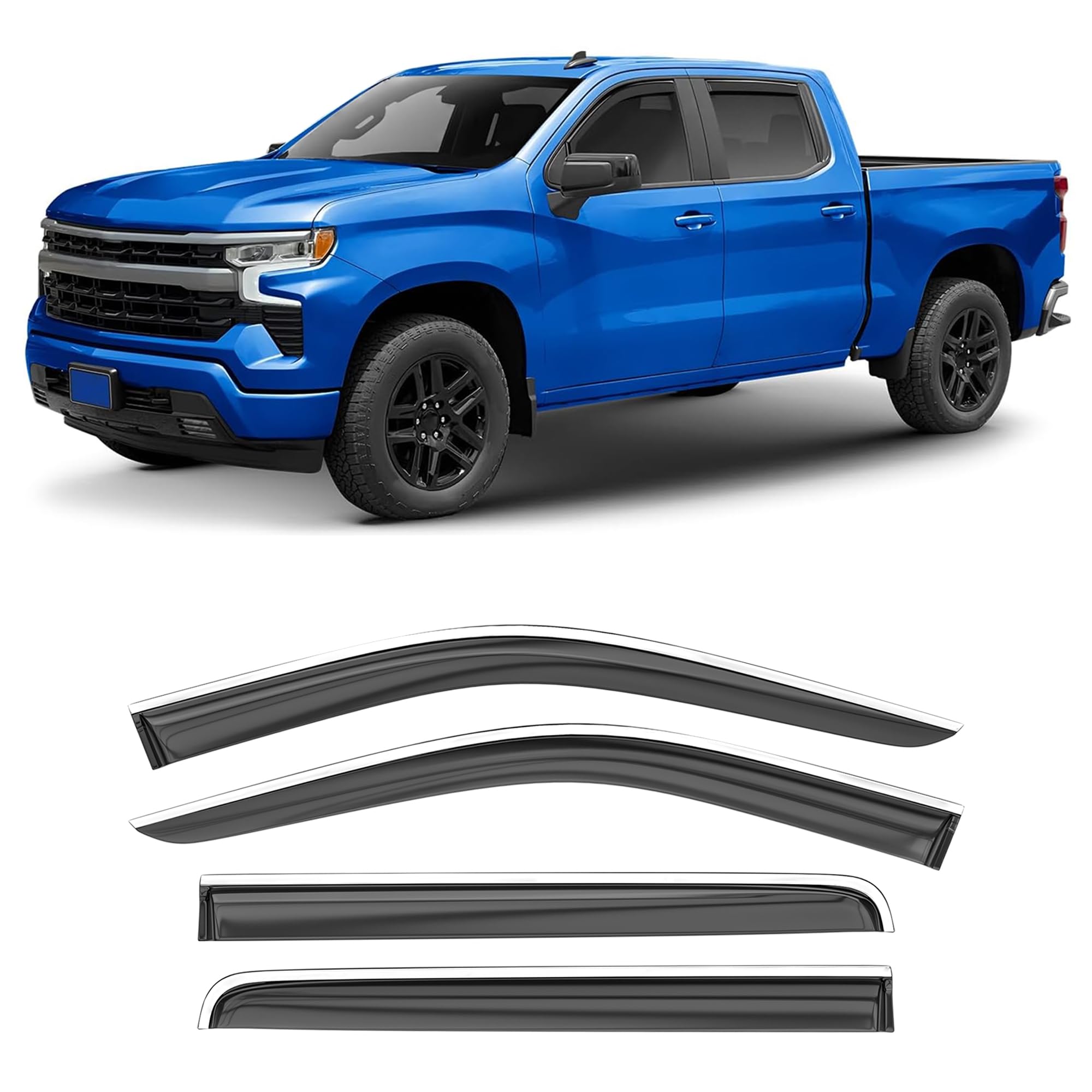 Hope You Ready Shatterproof Tape-On Window Visors Rain Guards Fit For 2019-2024 Chevy (Chevrolet) Silverado Gmc Sierra 1500 2500