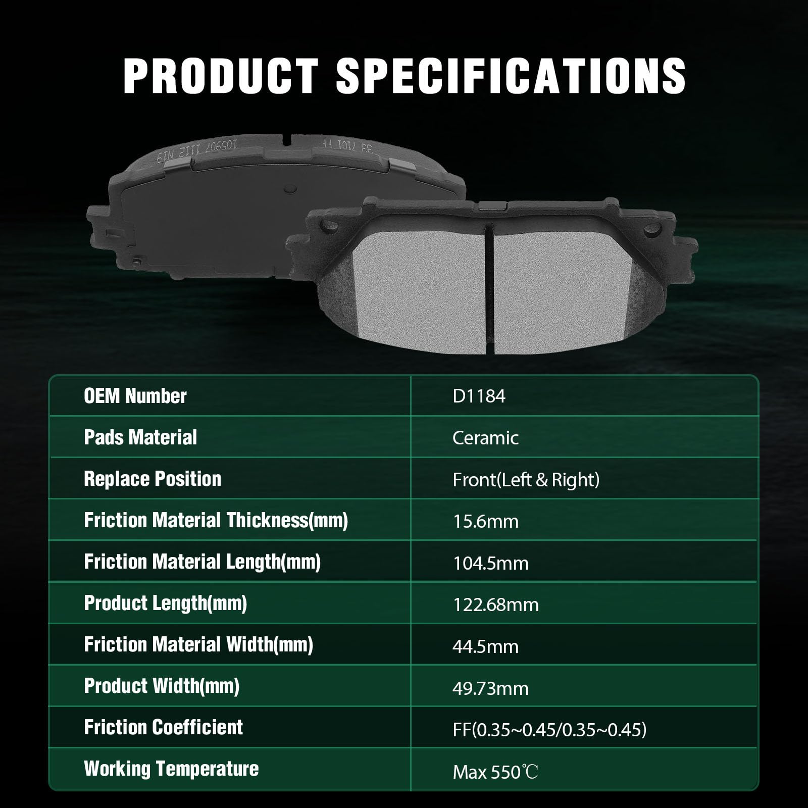 Automuto 8Pcs Front & Rear Disc Brake Pads Set D1423 D1184 For Lexus Ct200H 2011-2017,For Toyota Prius 2012,For Toyota Prius Plu