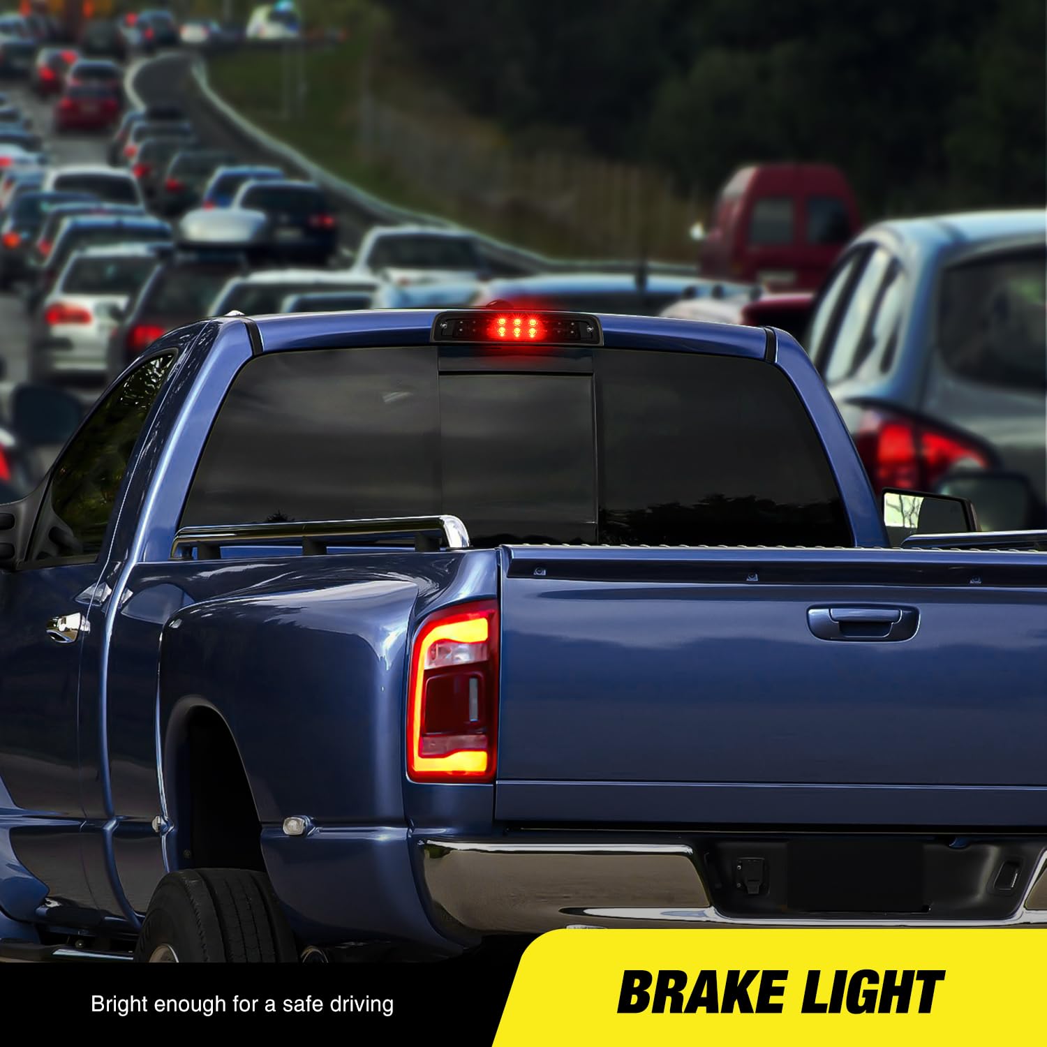 Nilight LED Third Brake Light for 2009-2017 Dodge Ram 1500/2500, Smoked Lens, ABS Material, Model NA913