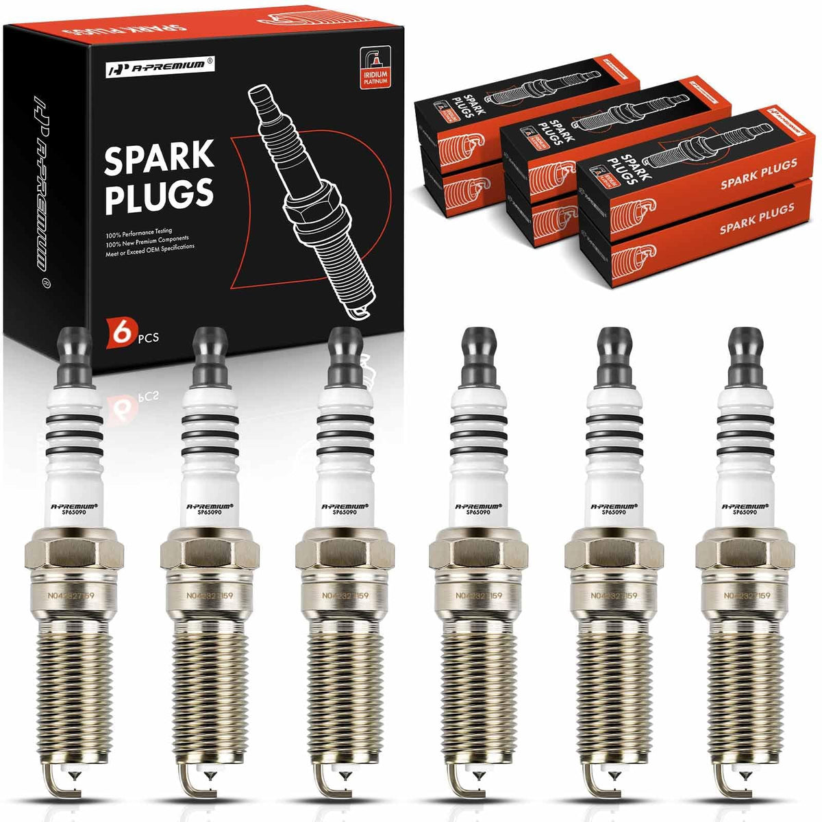 A-Premium Iridium Platinum Spark Plugs (Pack Of 6) Compatible With Ford F-150 & Chevrolet Equinox & Gmc Terrain & Buick Enclave & Mazda 6 & Cadillac Srx & Lincoln Mkz & More Models
