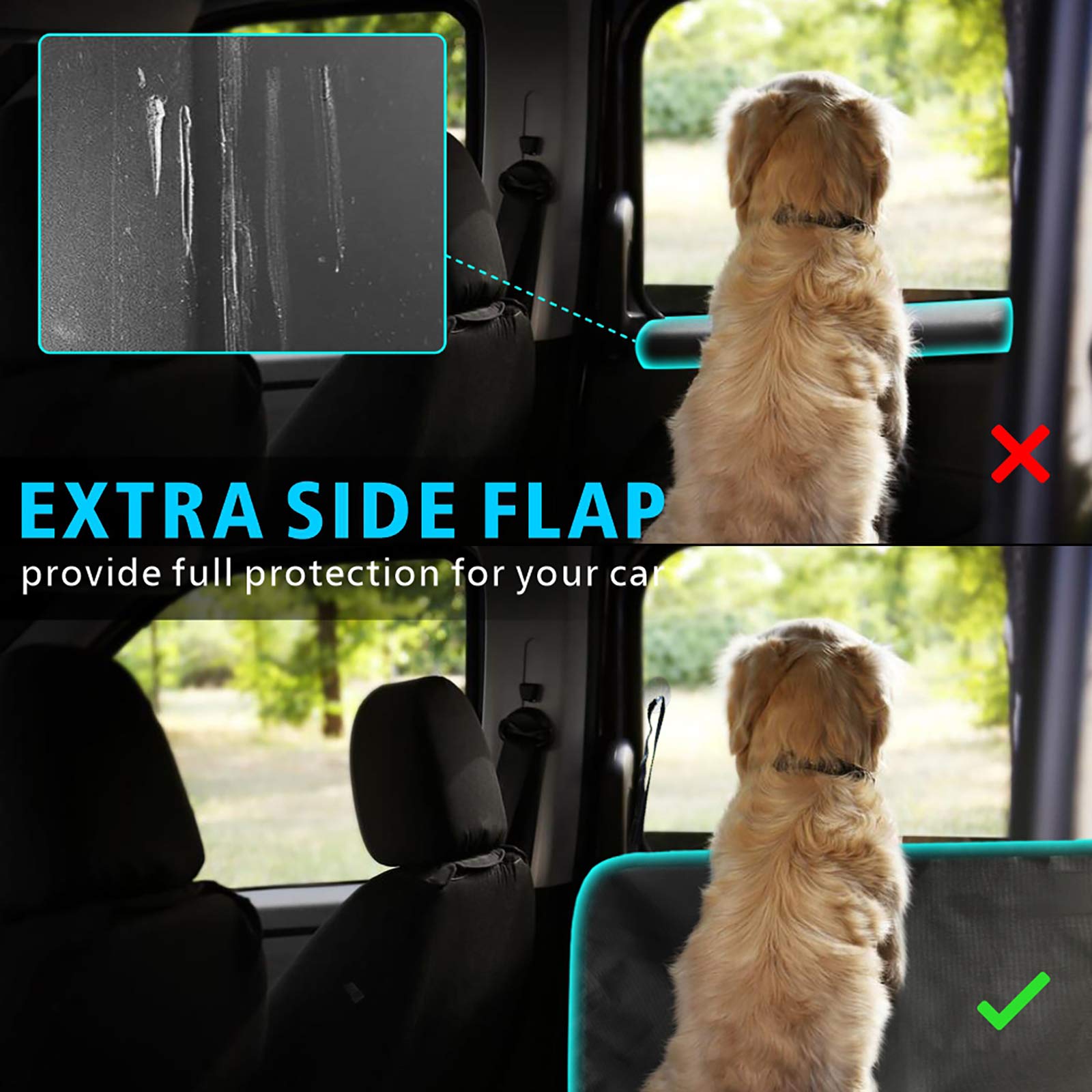 Funnipets Suv Cargo Liner For Dog, Water-Resistant Dog Cargo Liner With Side Flaps Protector, Non-Slip Dog Trunk Cover With Bumper Flap For Suvs Sedans Vans, Universal Fit Large Size, Black