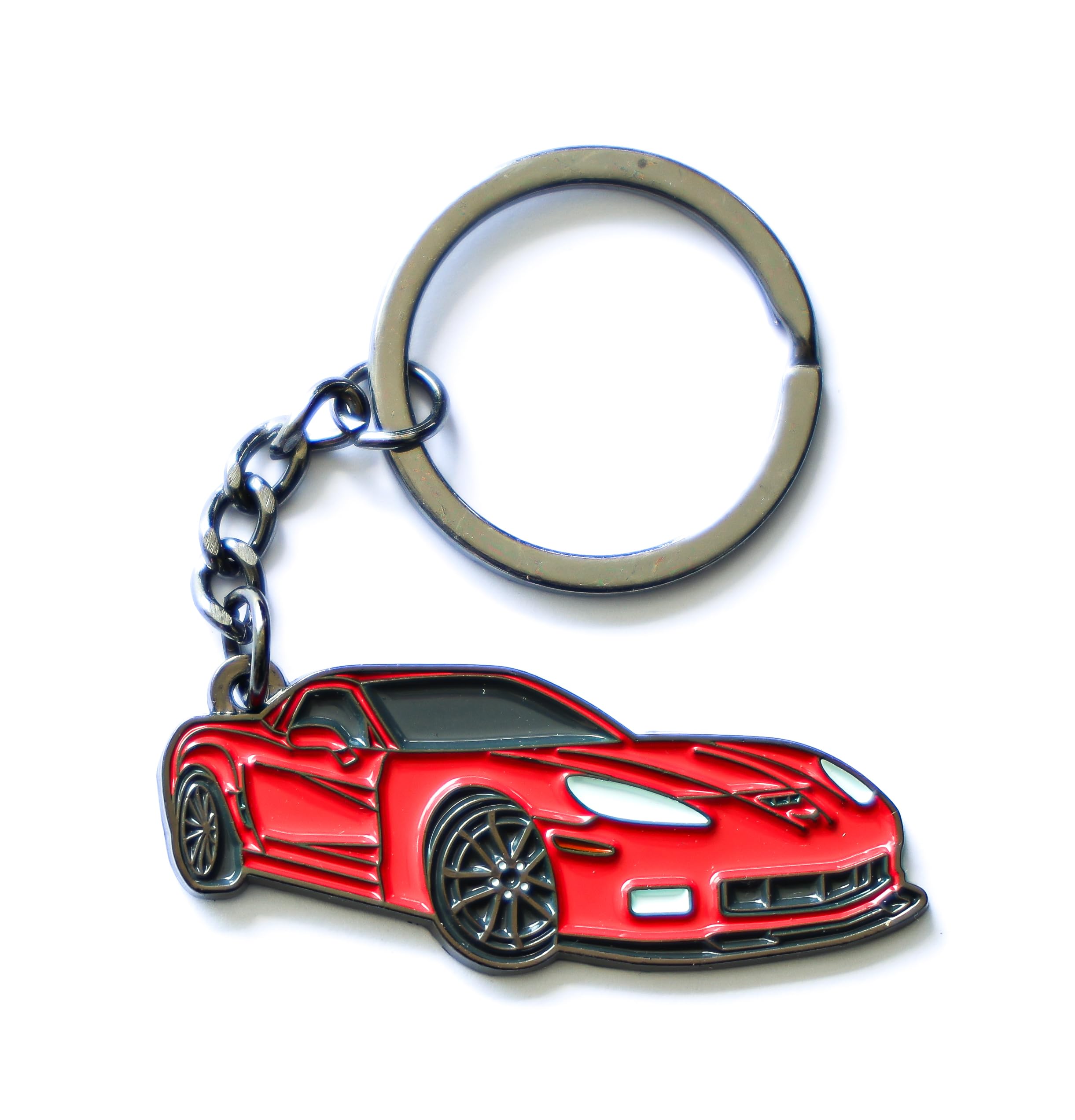 Whitaker World LLC Metal Keychain for C6 Corvette - Vette Accessories, Great Gifts for Men (Victory Red), Small