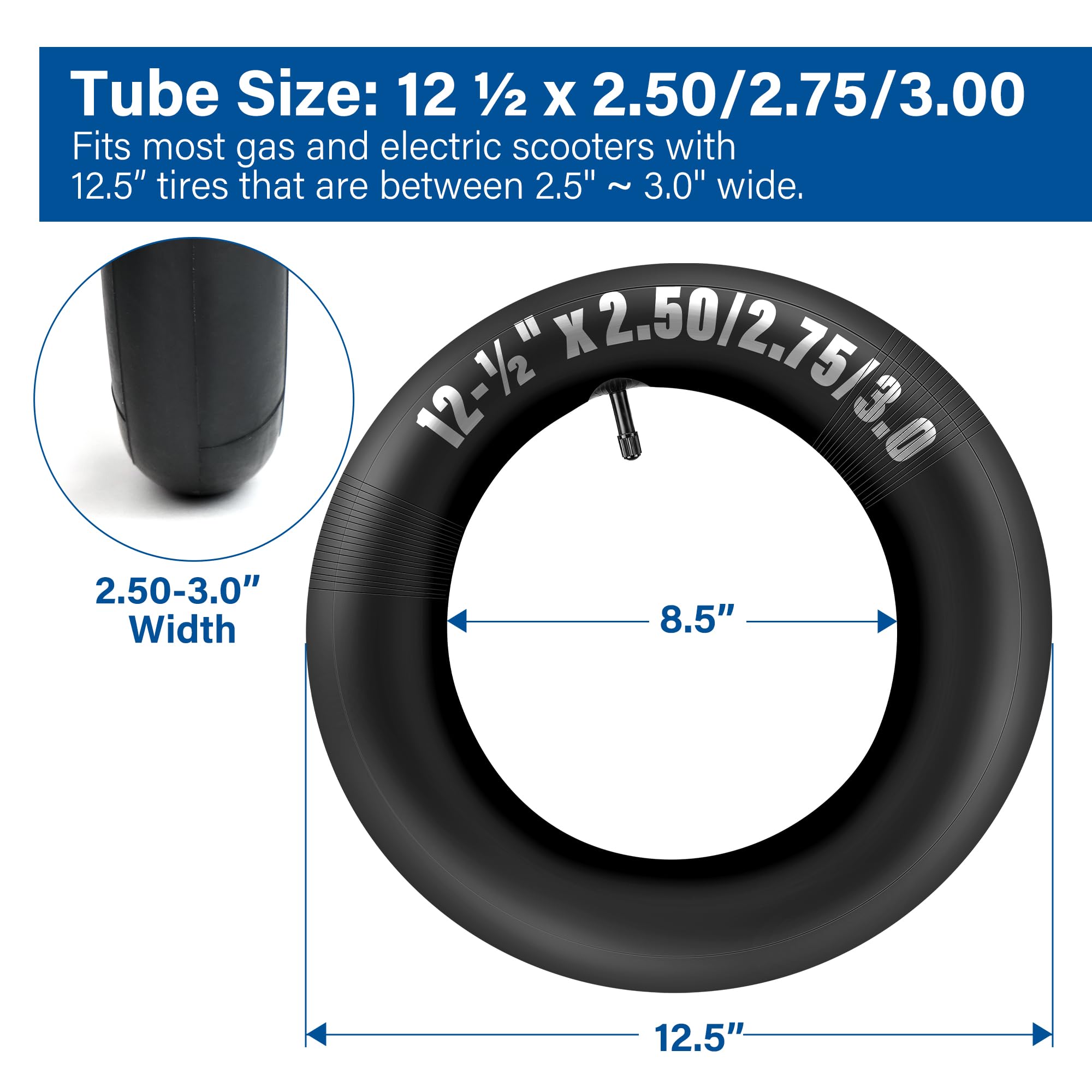 12.5x2.75, 12.5x3.0, 12.5x2.5 Inner Tube for Razor Dirt Rocket MX350 MX400, X-Treme X-560, eZip E-500 E-750 E-900 E-1000, 12-1/2