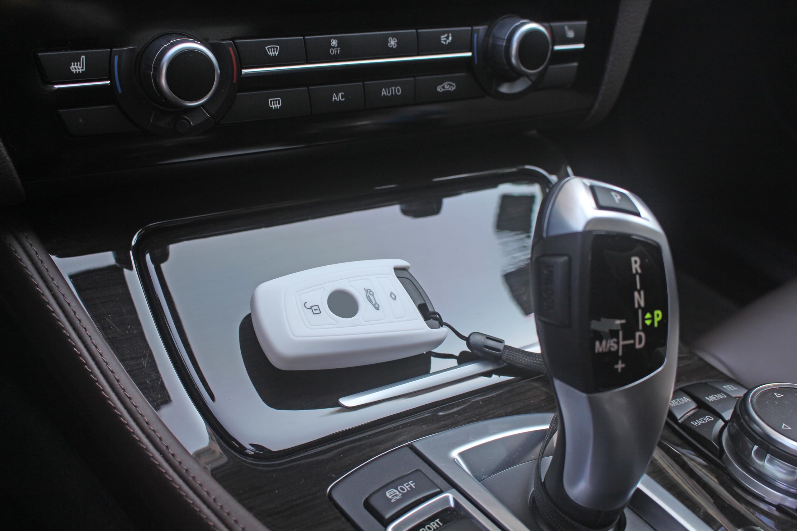 Velsman Compatible With Bmw Trapezoid Style Key Fob Silicone Case Cover Protector Holder W/ Wrist Strap - 3 Buttons - Please Dou