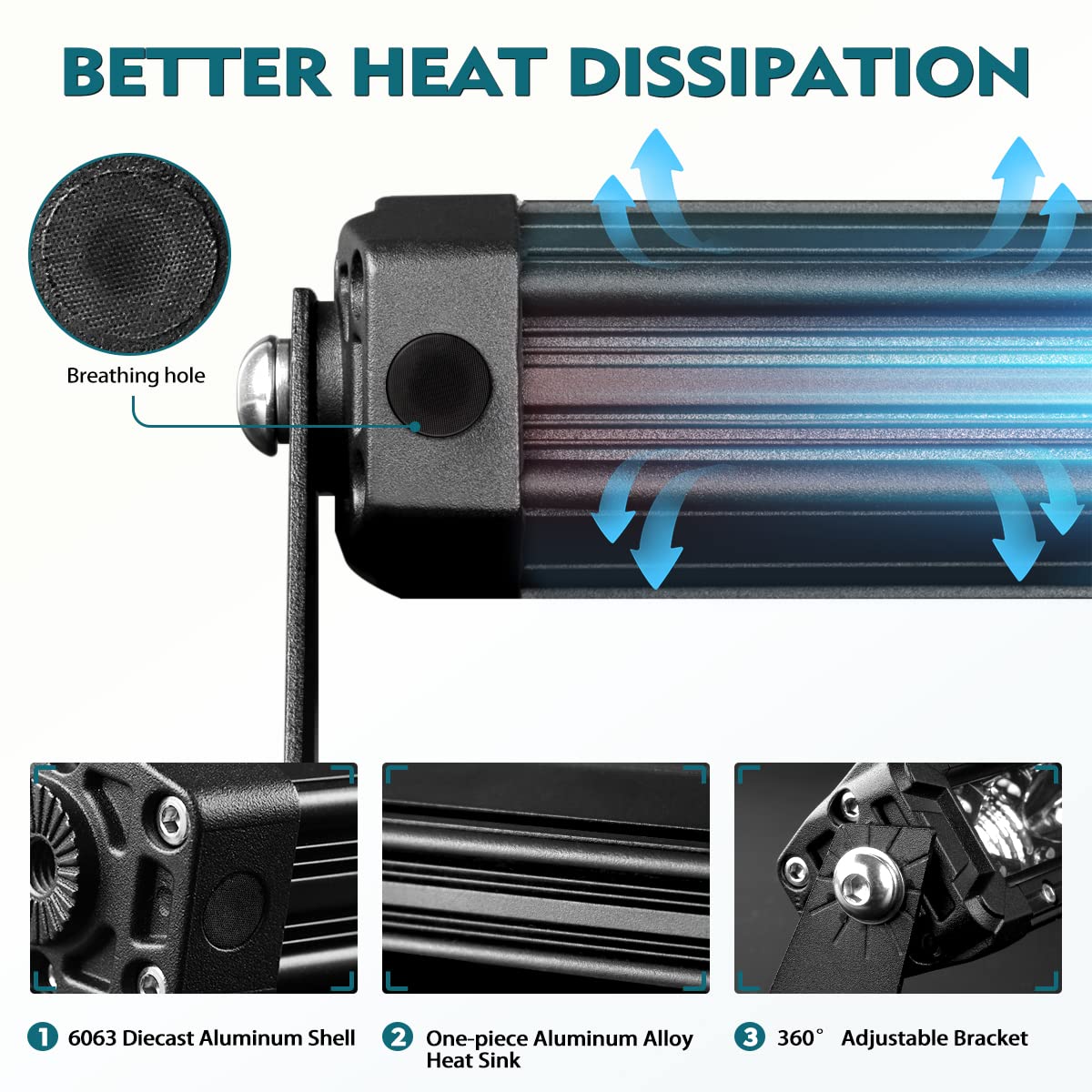 Rigidhorse 12 Inch Led Light Bar Single Row Flood & Spot Beam Combo 10000Lm Off Road Led Light Bar Driving Light For Pickup Suv Atv Utv Truck Roof Bumper