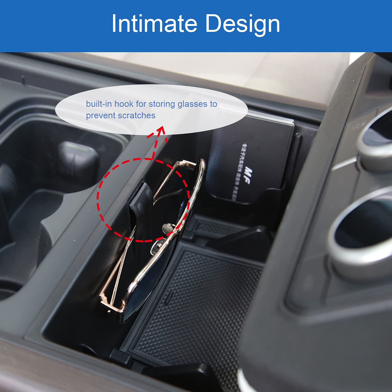 YEVEDUO for Land Rover Defender 90 110 130 Accessories 2020-2024 Center Console Organizer Tray Storage Box with Phone Slot, Glas