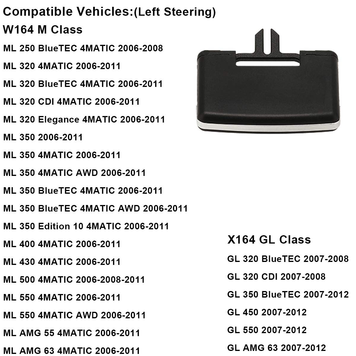 Moonlinks Compatible With Mercedes Benz Front Center/Left/Right Air Vent Clips Outlet Tabs, Ac Vent Adjustment Buckle Repair For